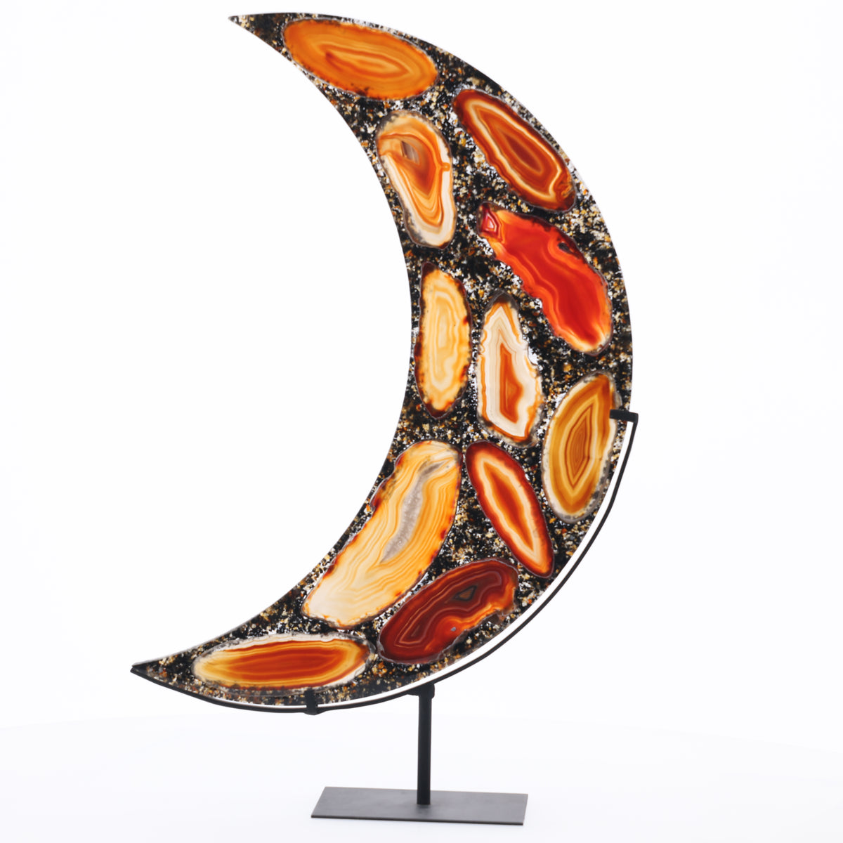 Achat Mond auf Metallständer L (#1481)