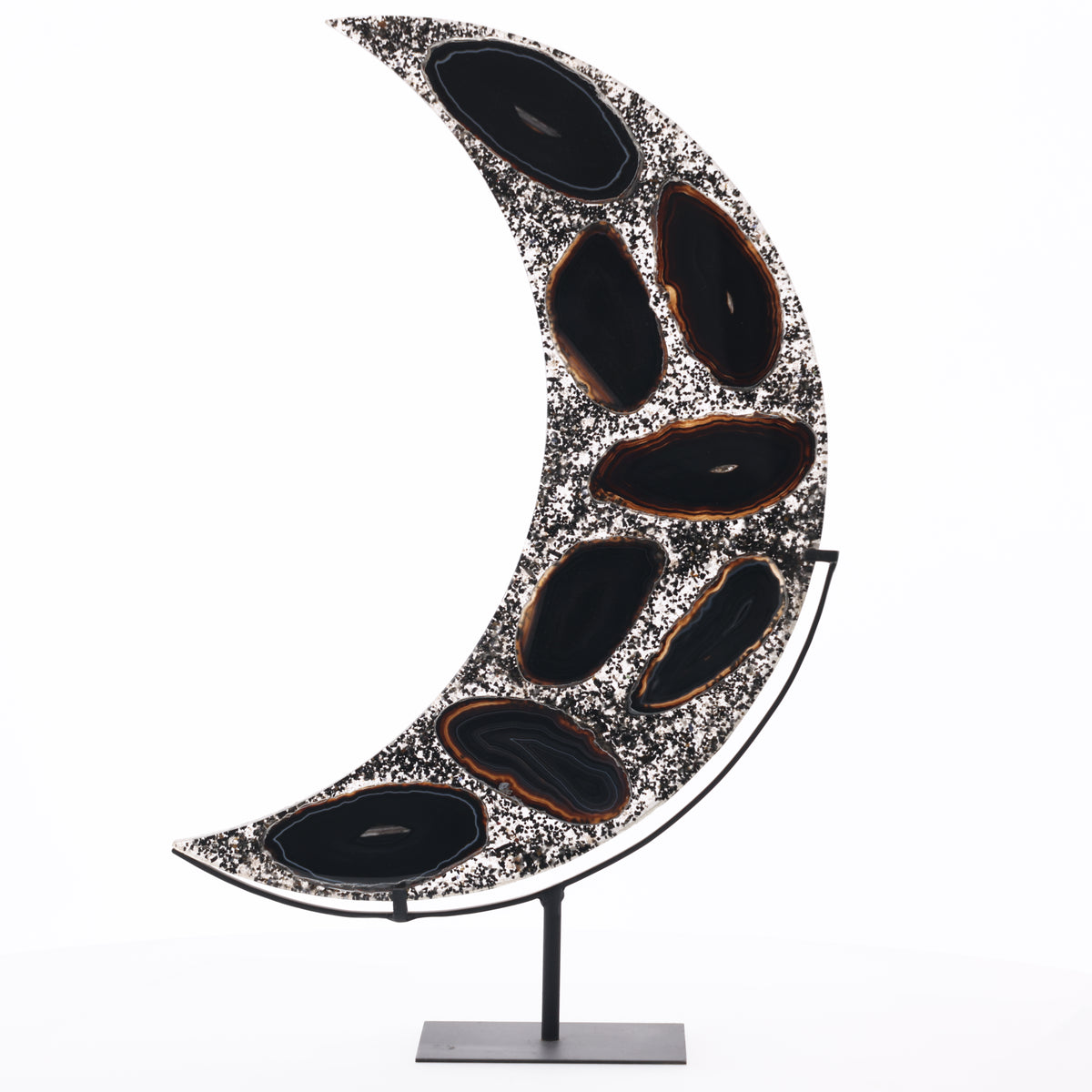 Achat Mond auf Metallständer L (#1481)