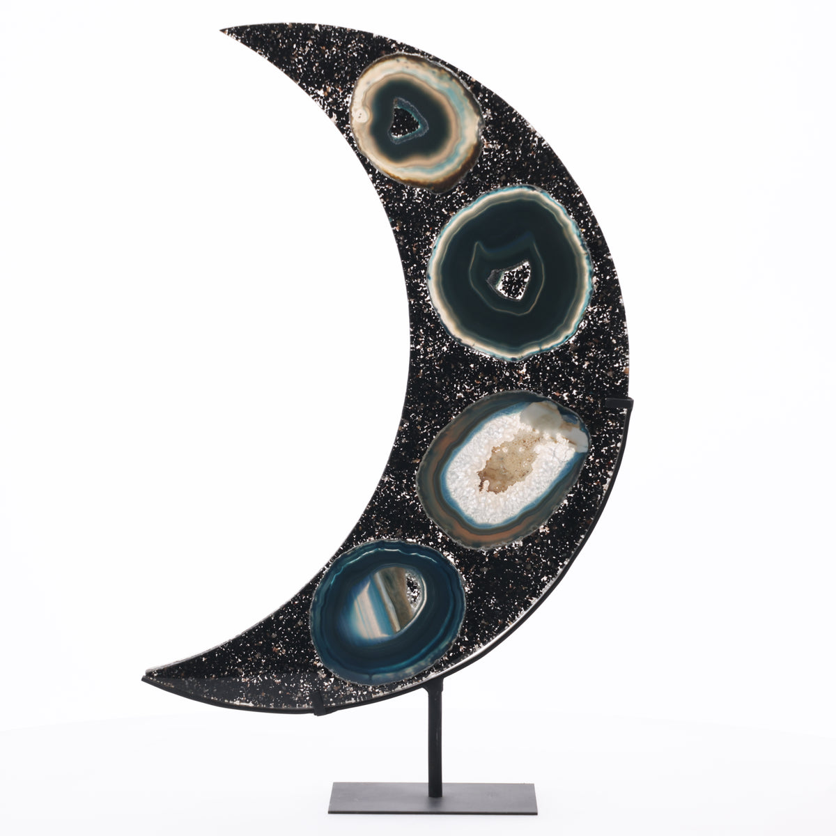 Achat Mond auf Metallständer L (#1481)