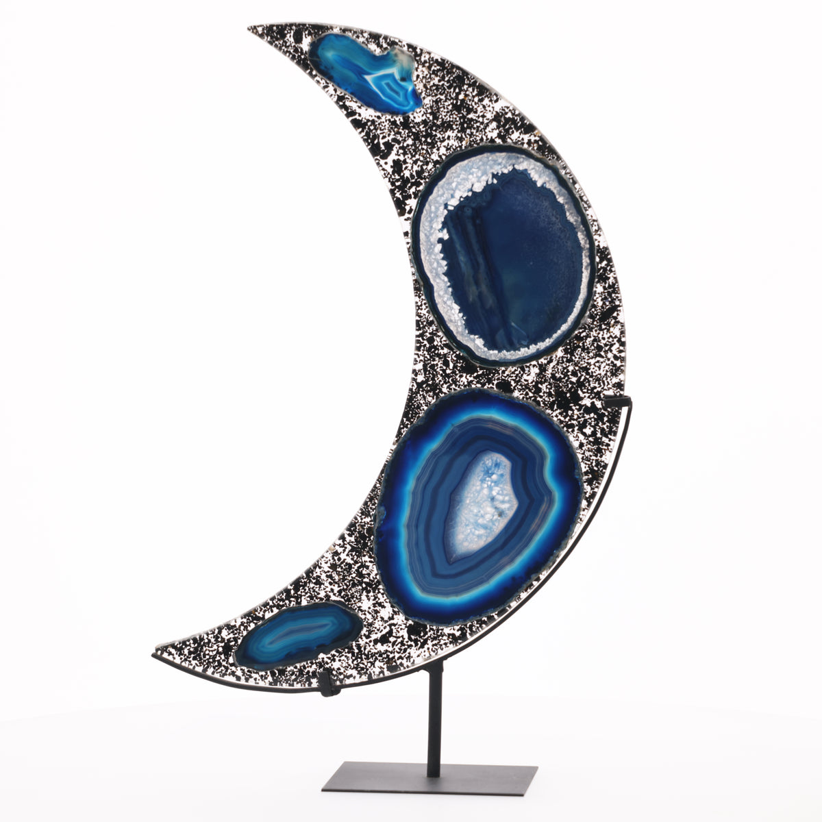 Achat Mond auf Metallständer L (#1481)