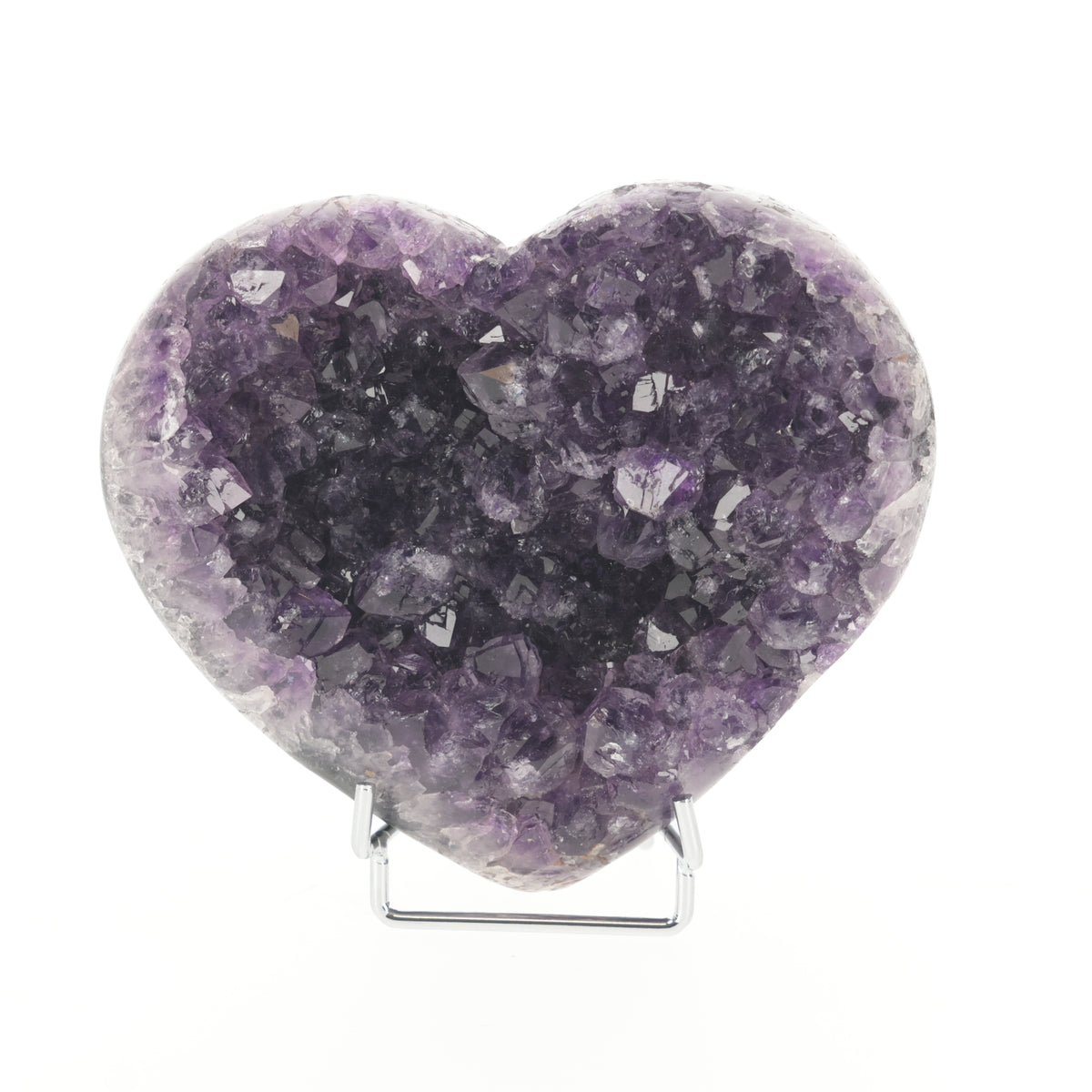 Amethyst Herz aus Uruguay mit natürlicher Kristallstruktur (#1501)