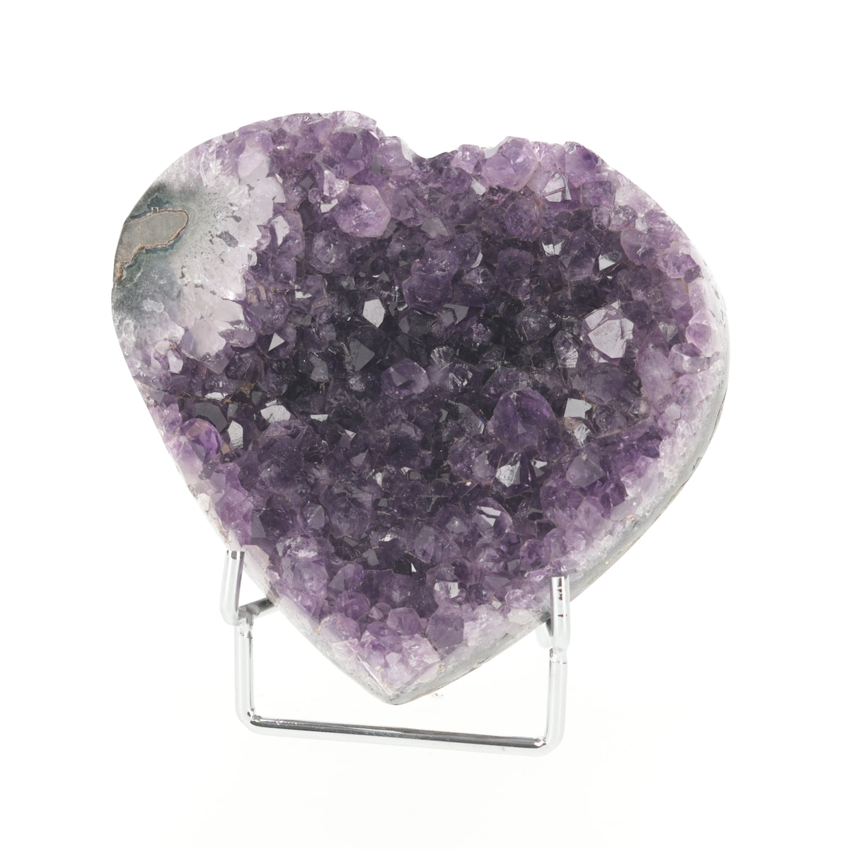 Amethyst Herz aus Uruguay mit natürlicher Kristallstruktur (#1505)