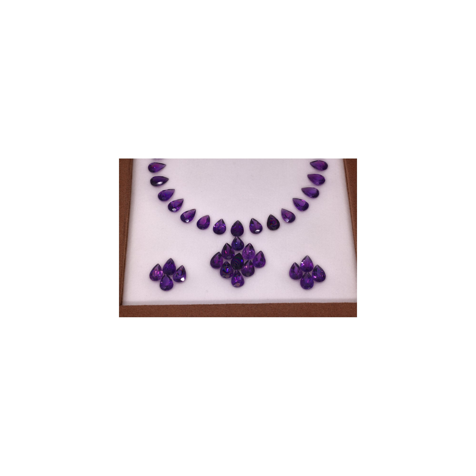 52.39 ct Amethyst Set - 47 Pear Cut Gemstones - Deep Violet Drops