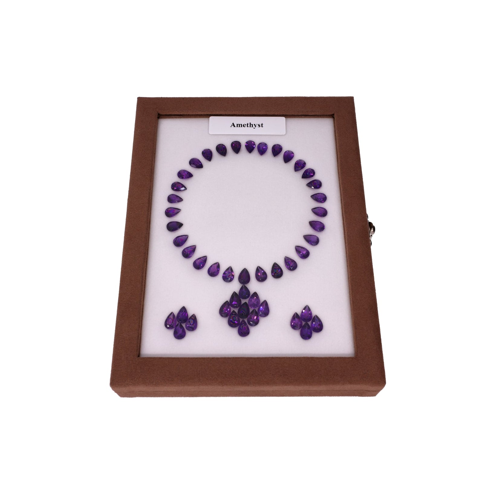 52.39 ct Amethyst Set - 47 Pear Cut Gemstones - Deep Violet Drops