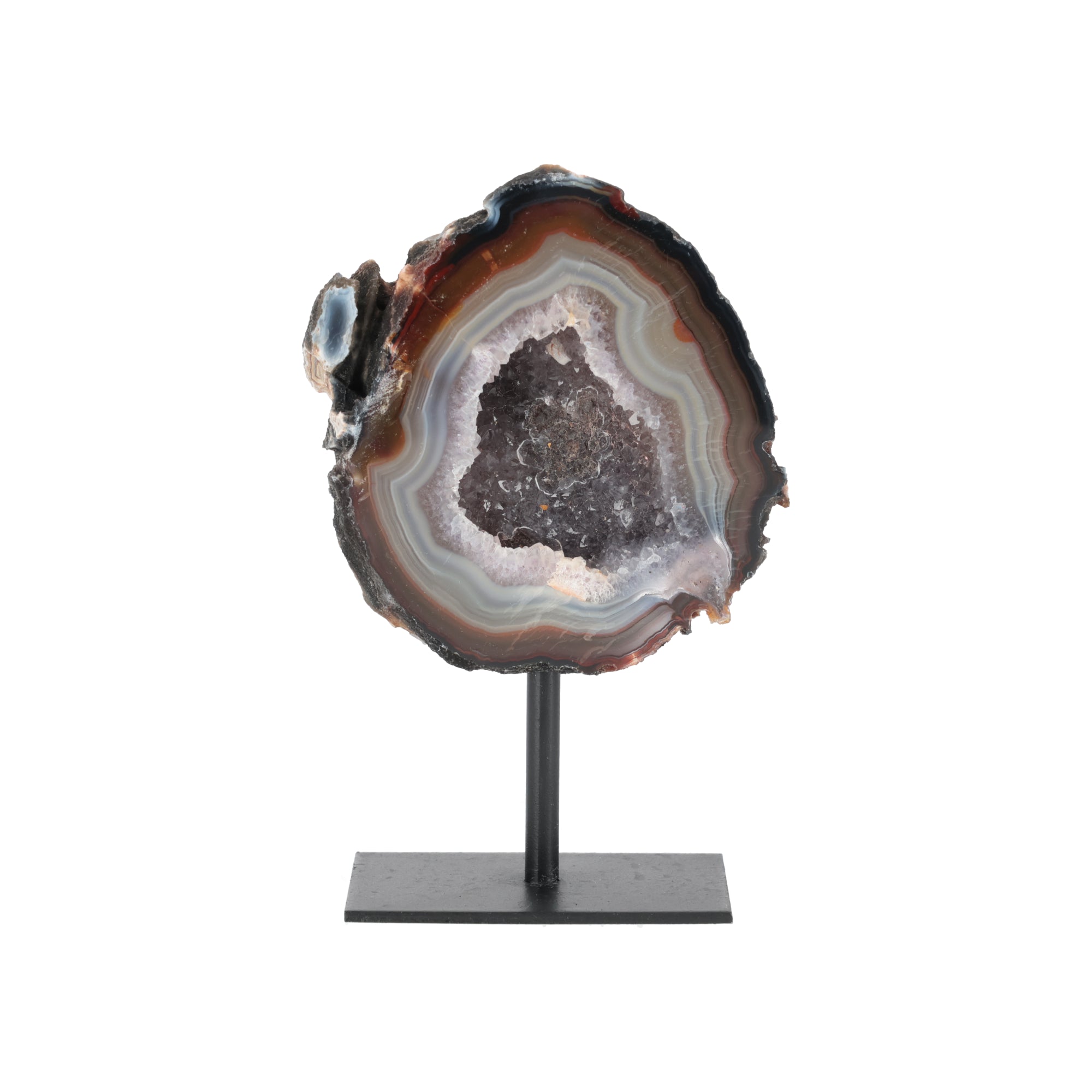 Achat-Geode „Abendglut“ – Natürliche Achatformation auf Metallständer (#451)