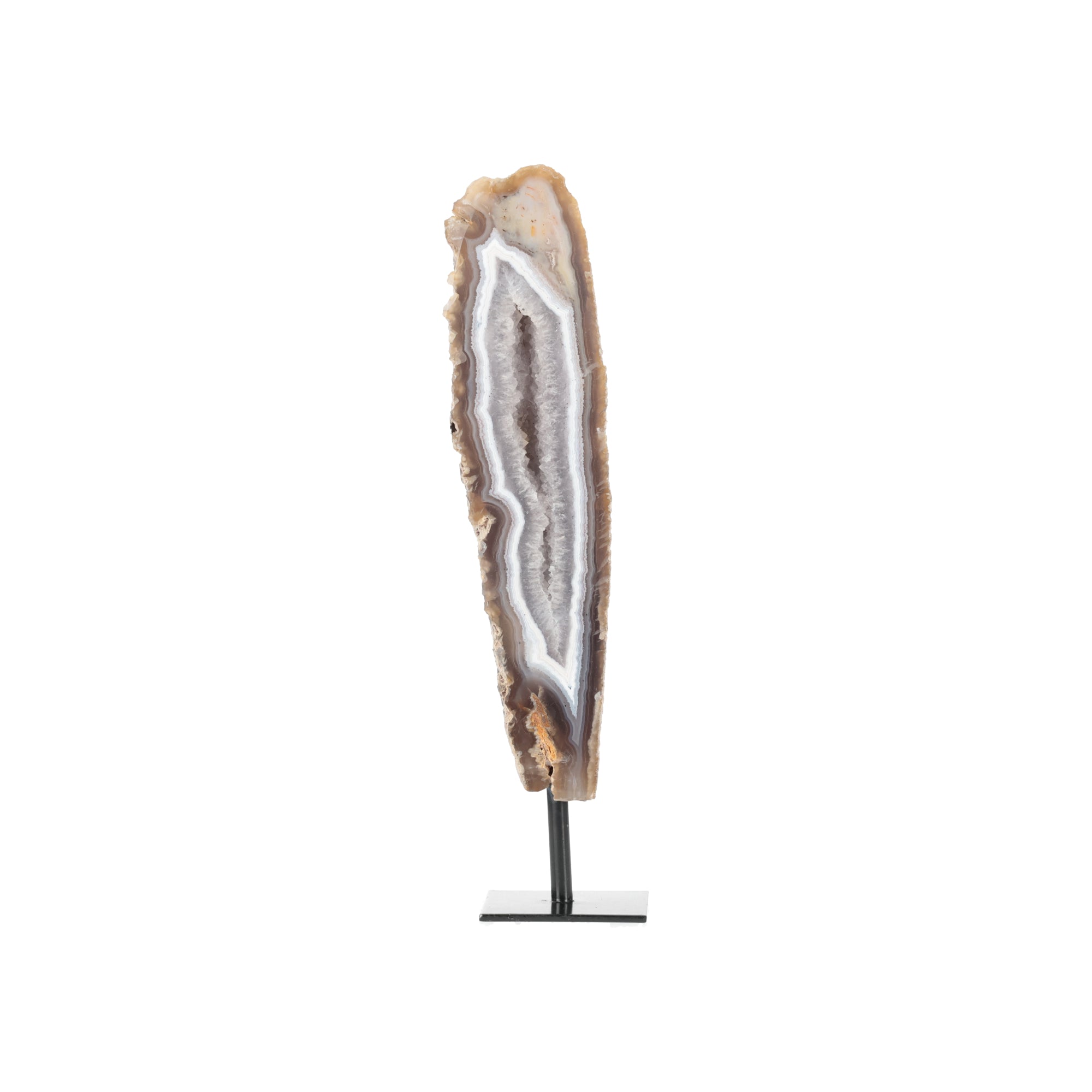 Achat-Scheibe „Kristallpfad“ – Schlanke Achatformation auf Metallständer (#450)