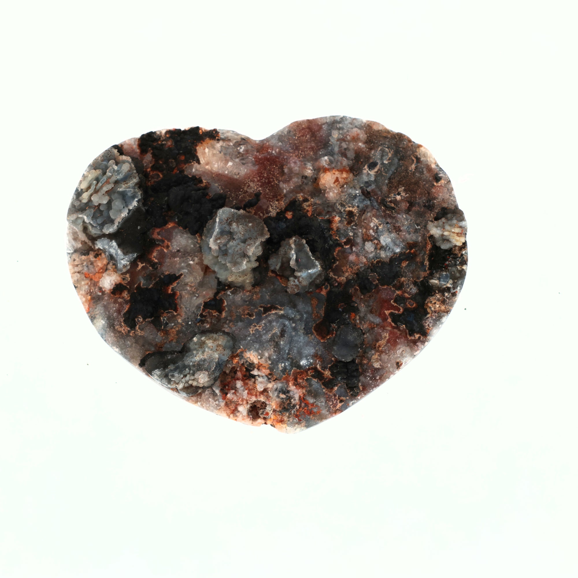 Obsidian Bloom Heart – Achat-Herz mit Kristallformationen (#405)