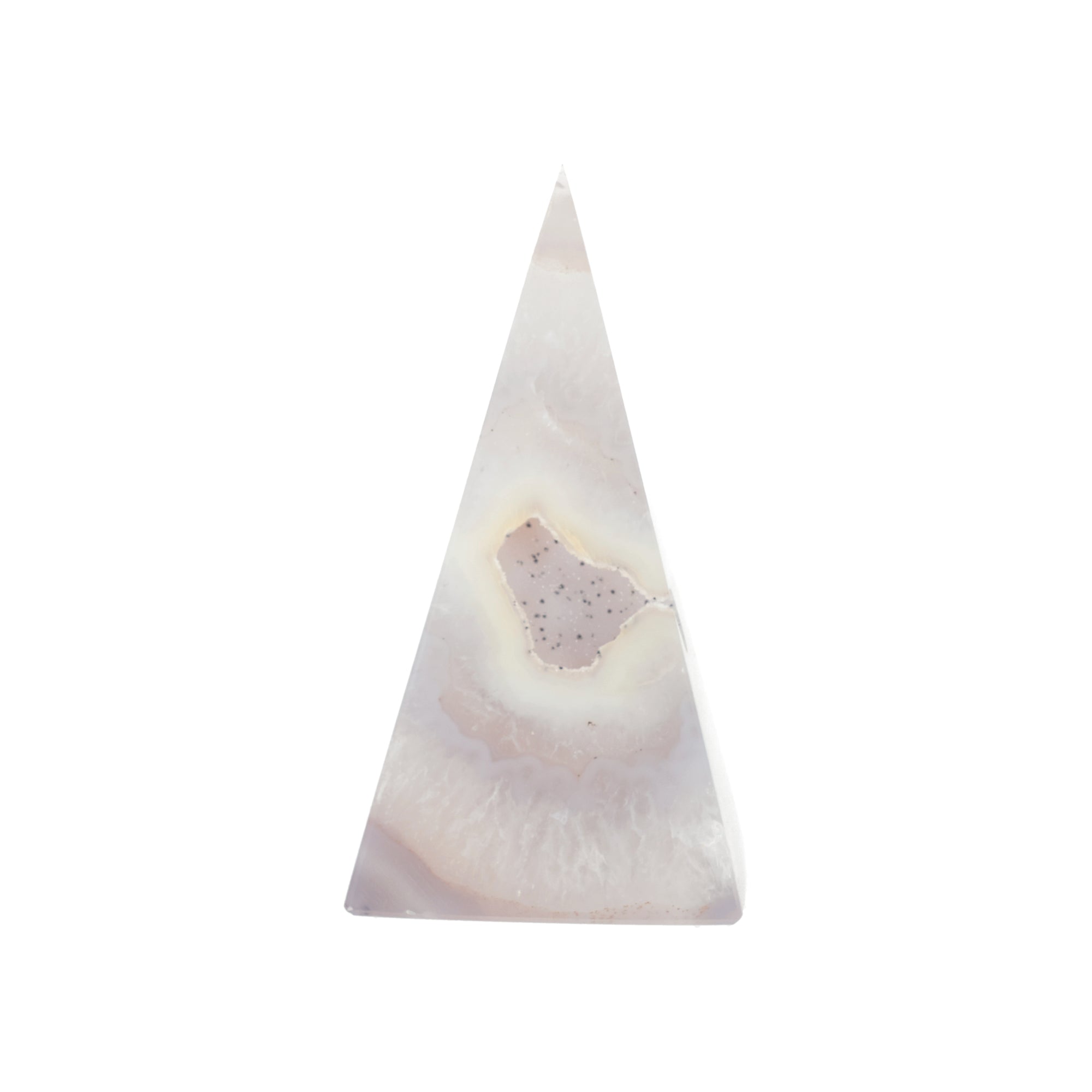 Achat-Pyramide „Rosenlicht“ – Zartes Naturkunstwerk mit feiner Drusenstruktur (#460)
