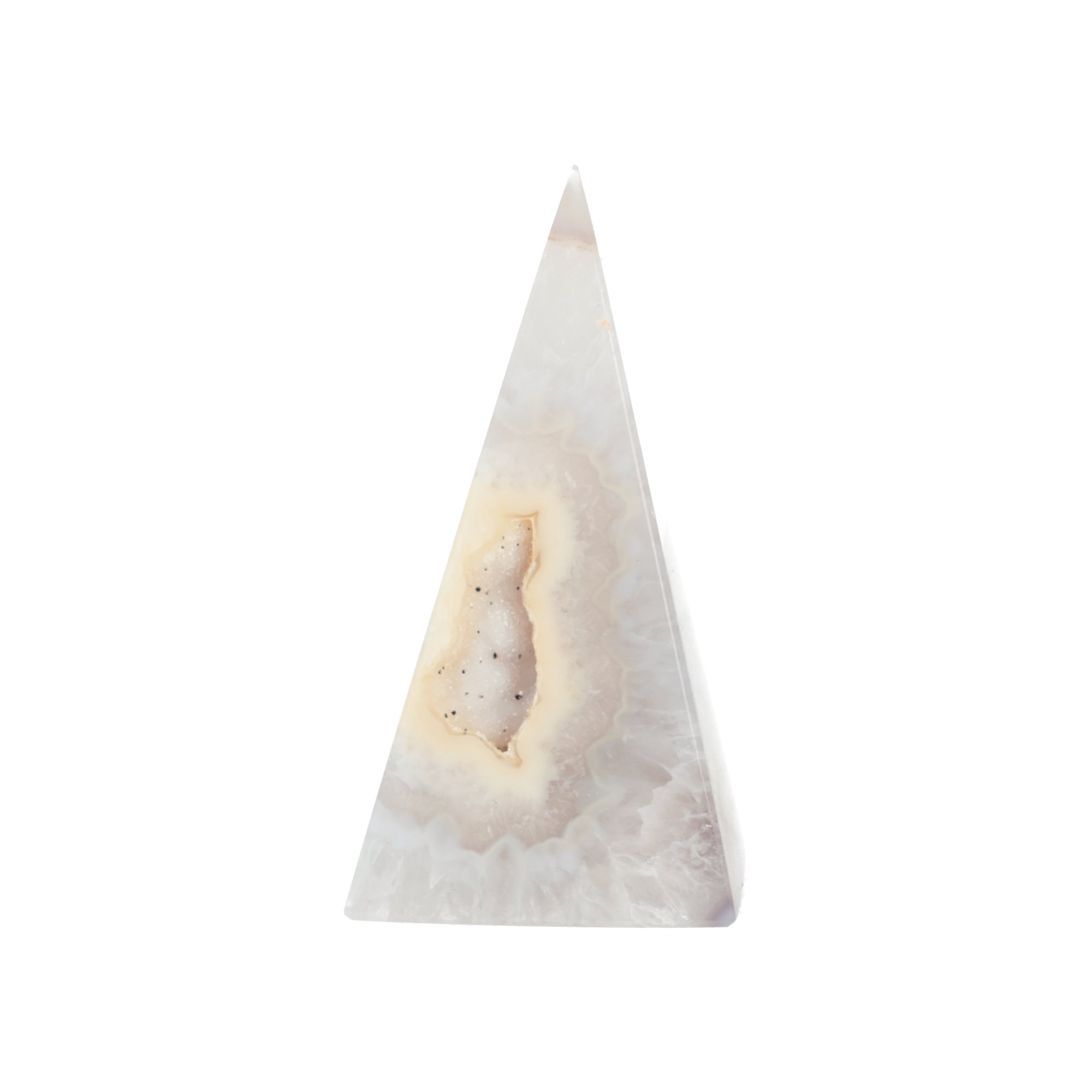 Achat-Pyramide „Mondschein“ – Zarte Naturkunst in sanften Creme- und Rosétönen (#462)