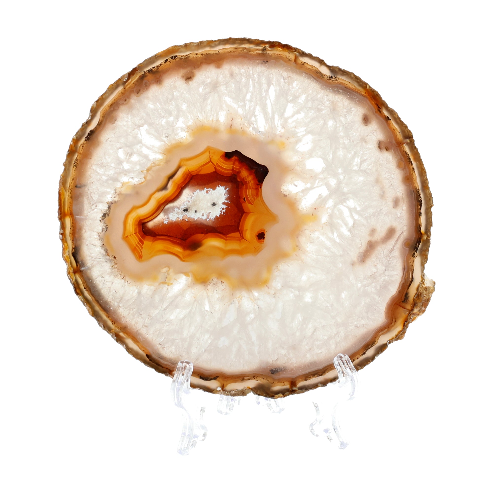 Golden Core Agate Slice - luminous center in amber and orange hues
