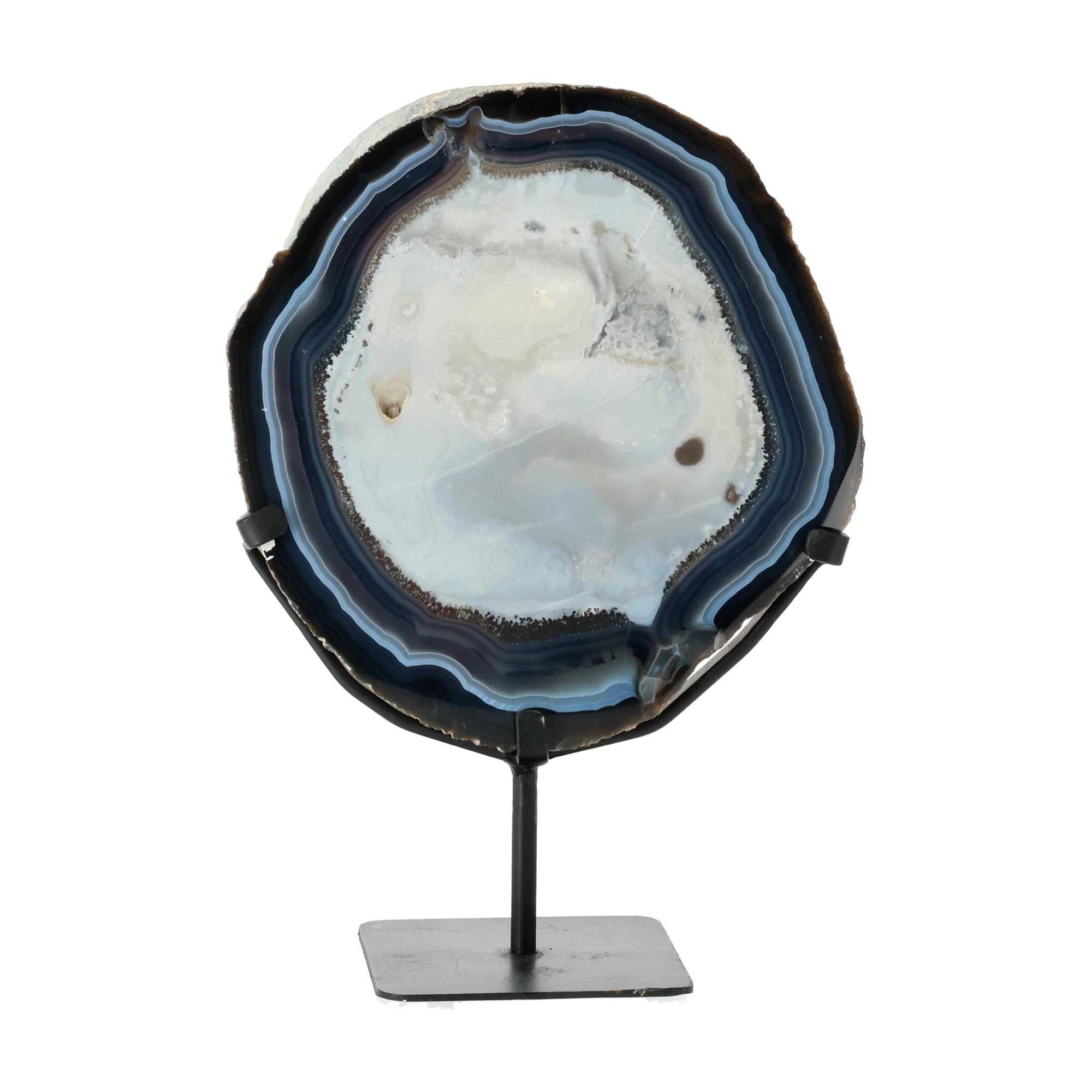 Blue Agate Slice in deep blue hues - elegant unique piece (#158)