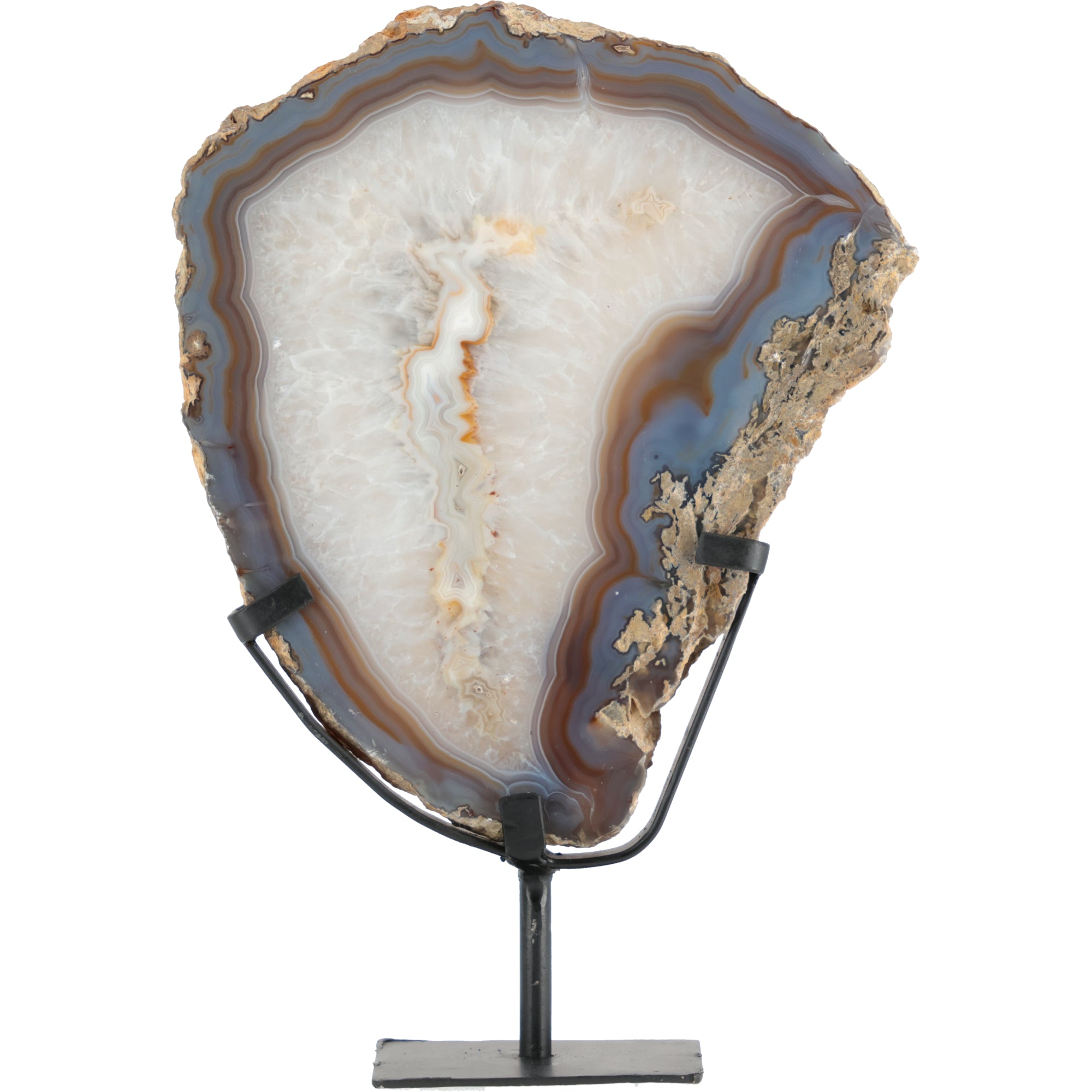 „Whisper of the Earth“ – Achat Scheibe aus Brasilien mit Metallständer | 2.400g (#717)