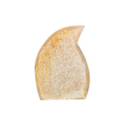 Achat Freiform aus Brasilien 15 cm hoch mit orbicularer Chalcedonstruktur in creme- und honigfarbenen Naturtönen