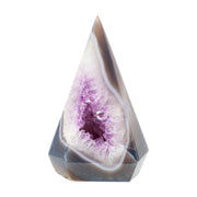 Achat und Amethyst Spitze aus Brasilien 17,5 cm hoch polierter Achat mit natürlicher Bänderung