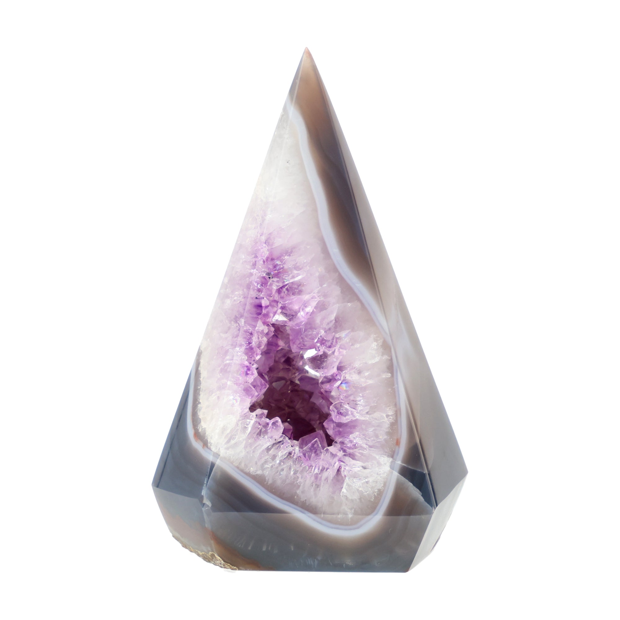 Achat und Amethyst Spitze aus Brasilien 17,5 cm hoch polierter Achat mit natürlicher Bänderung