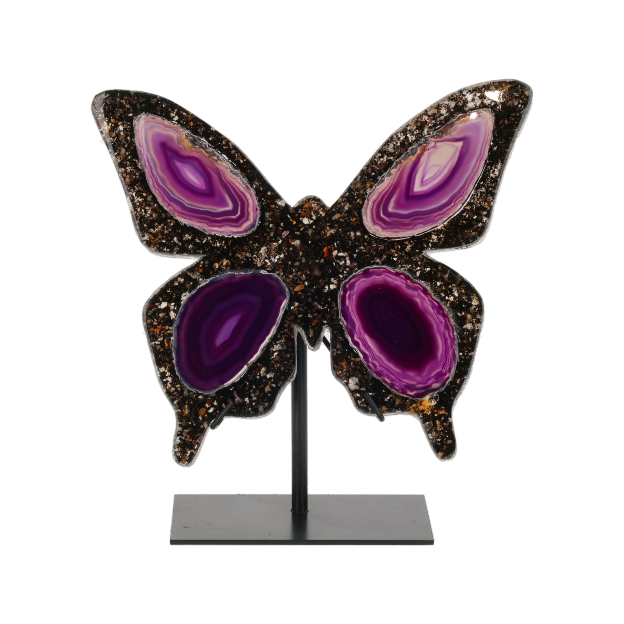 Achat Schmetterling auf Metallständer (#375)
