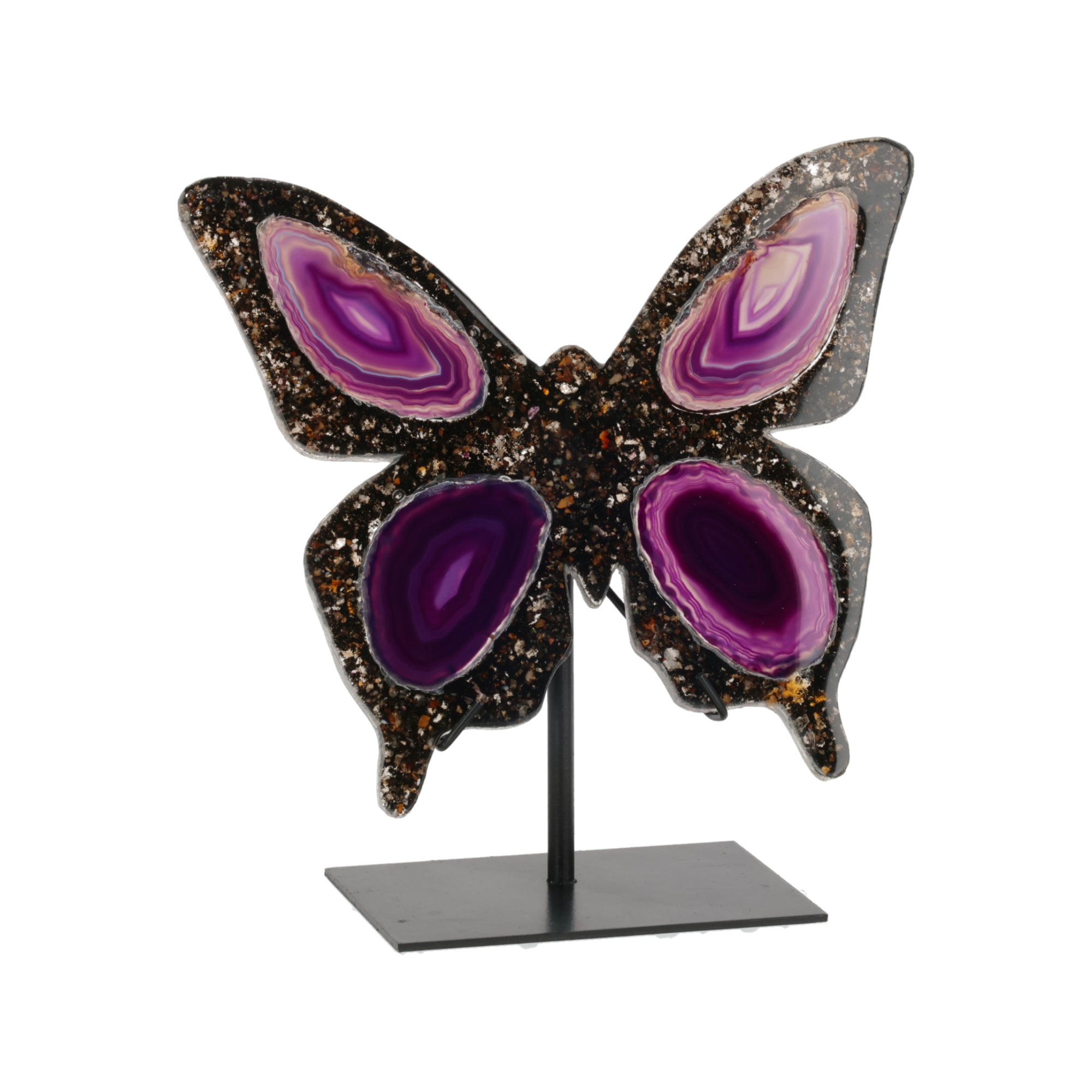 Achat Schmetterling auf Metallständer (#375)
