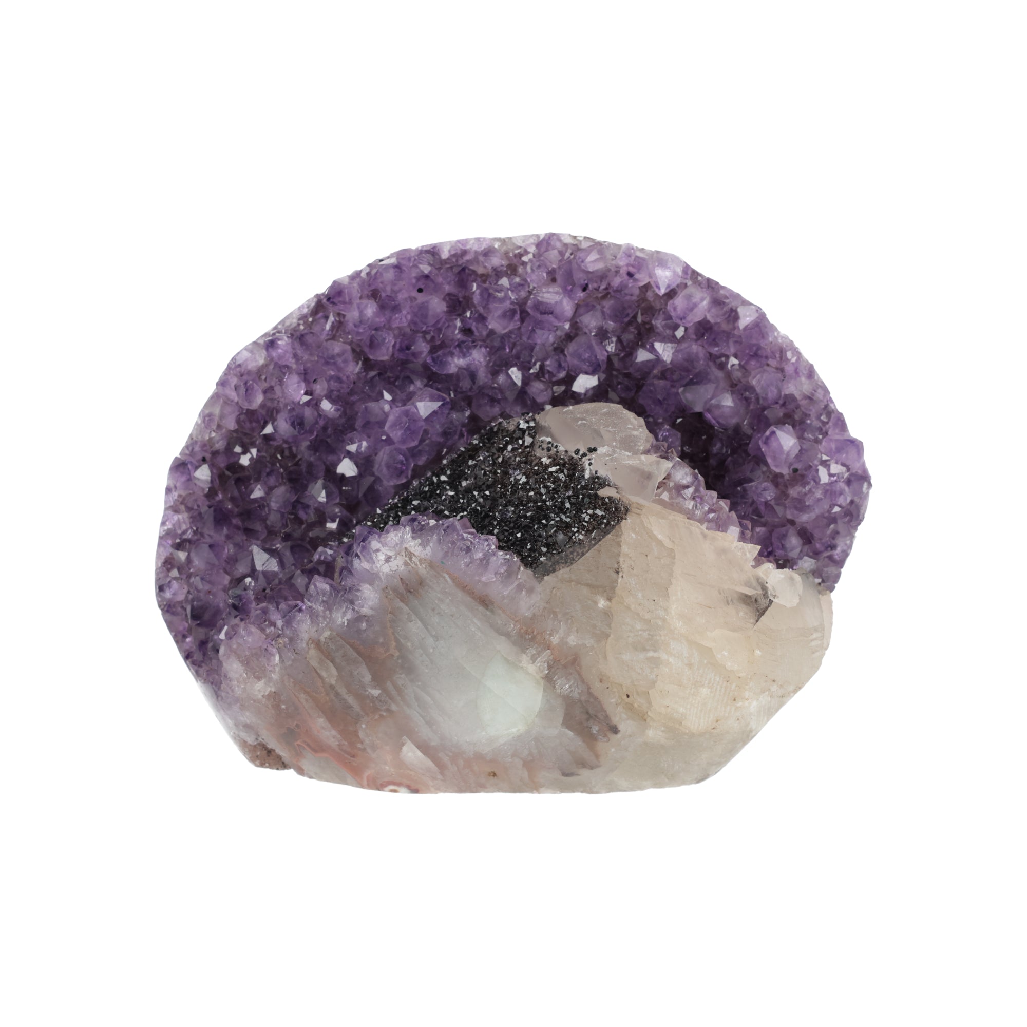 Amethystbogen „Violette Harmonie“ mit Calcit und funkelnder Kristallstruktur (#425)