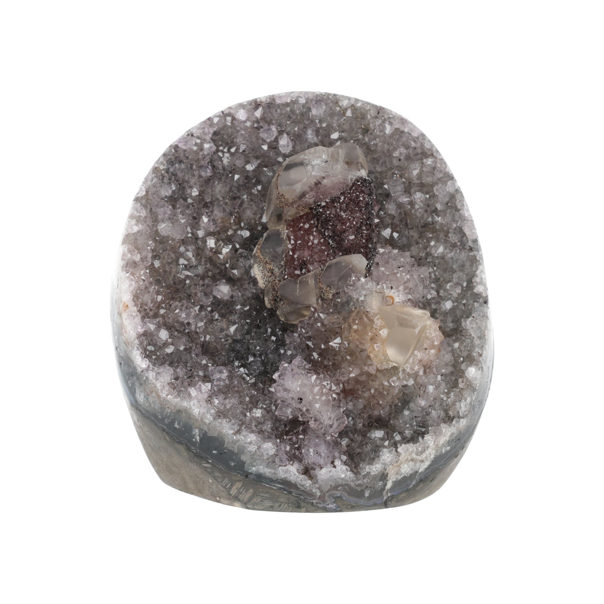 Amethyst-Druse „Kristallfjord“ – Helle Amethyst Geode mit Calcit (#433)