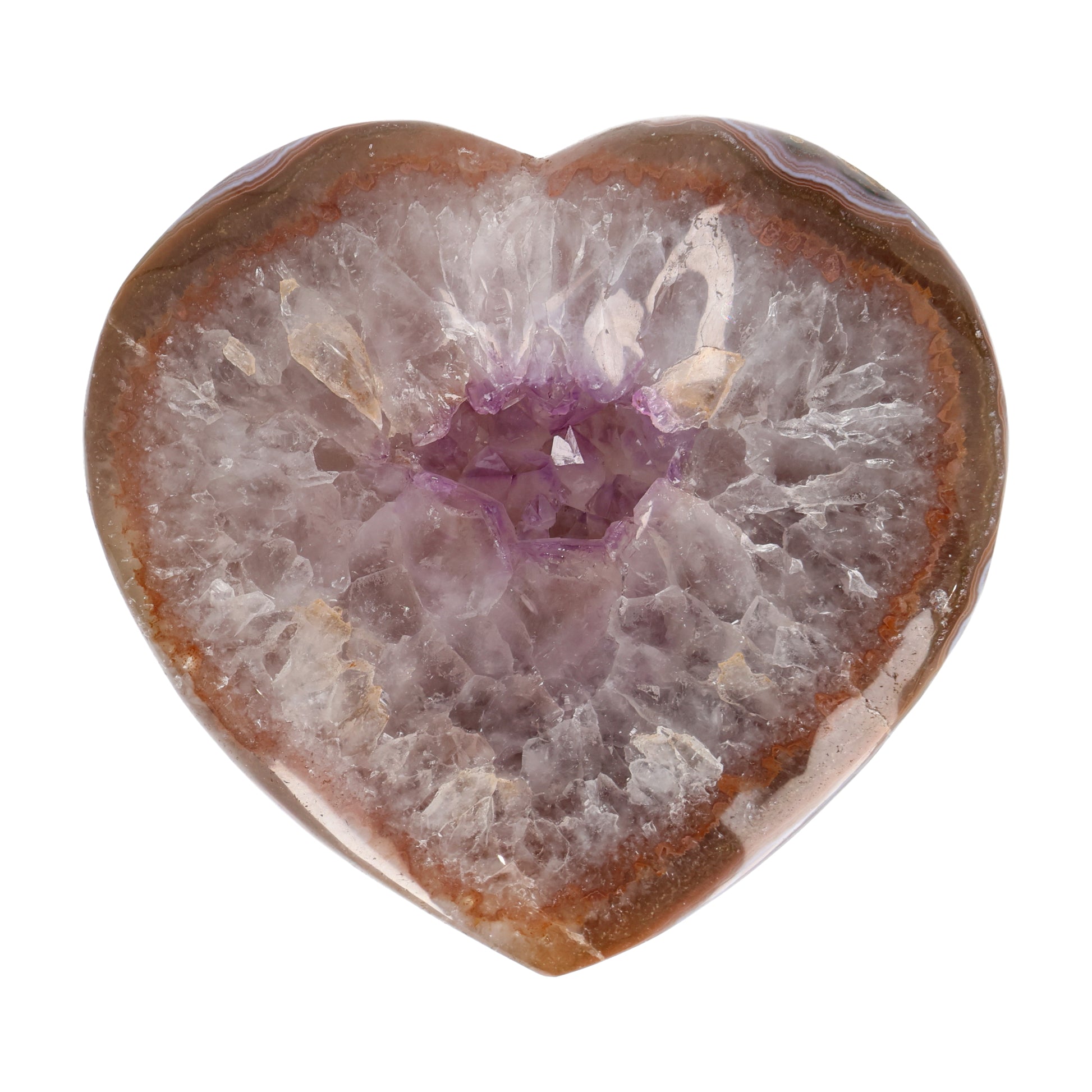 Poliertes Amethyst - Herz aus Uruguay mit natürlicher Kristalldruse