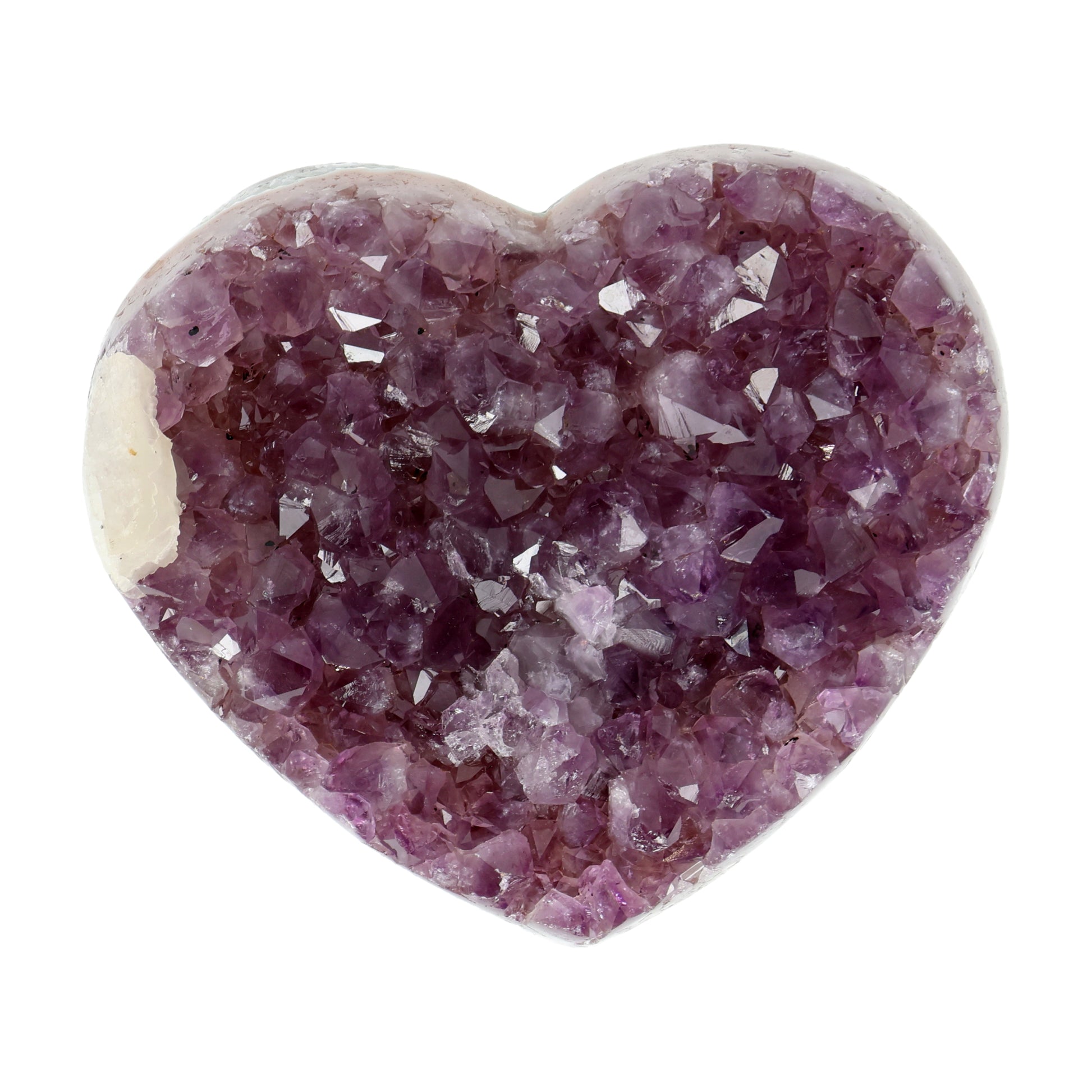 Poliertes Amethyst - Herz aus Uruguay mit natürlicher Kristalldruse