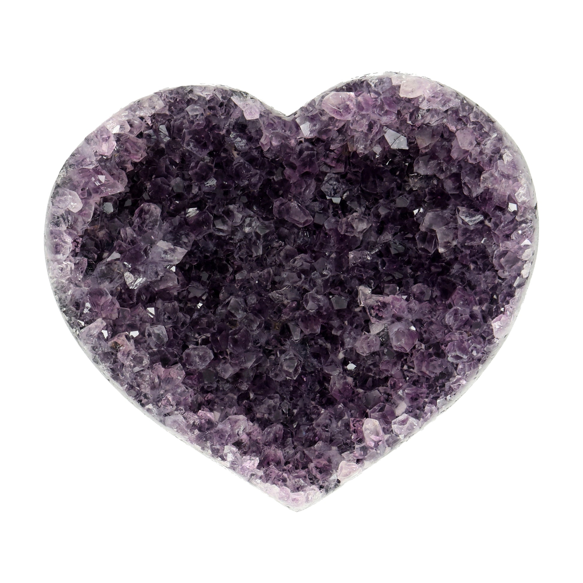 Poliertes Amethyst - Herz aus Uruguay mit natürlicher Kristalldruse