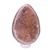 Kleines Amethyst Rainbow Ei mit natürlicher Druzy- Kristalloberfläche und Farbspiel aus Violett, Purpur und warmen Naturtönen.