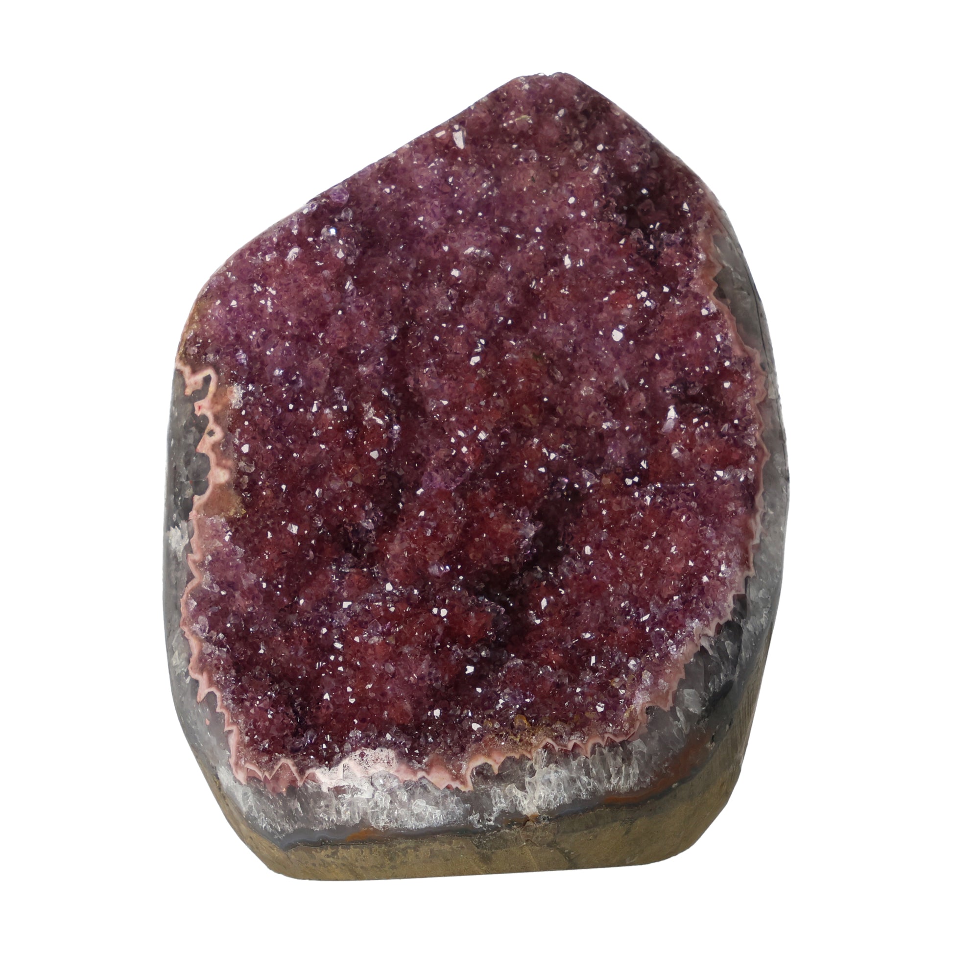 Regenbogen Amethyst aus Uruguay mit violetten Kristallen und natürlicher Farbvariation, hochwertiges Amethyst Unikat