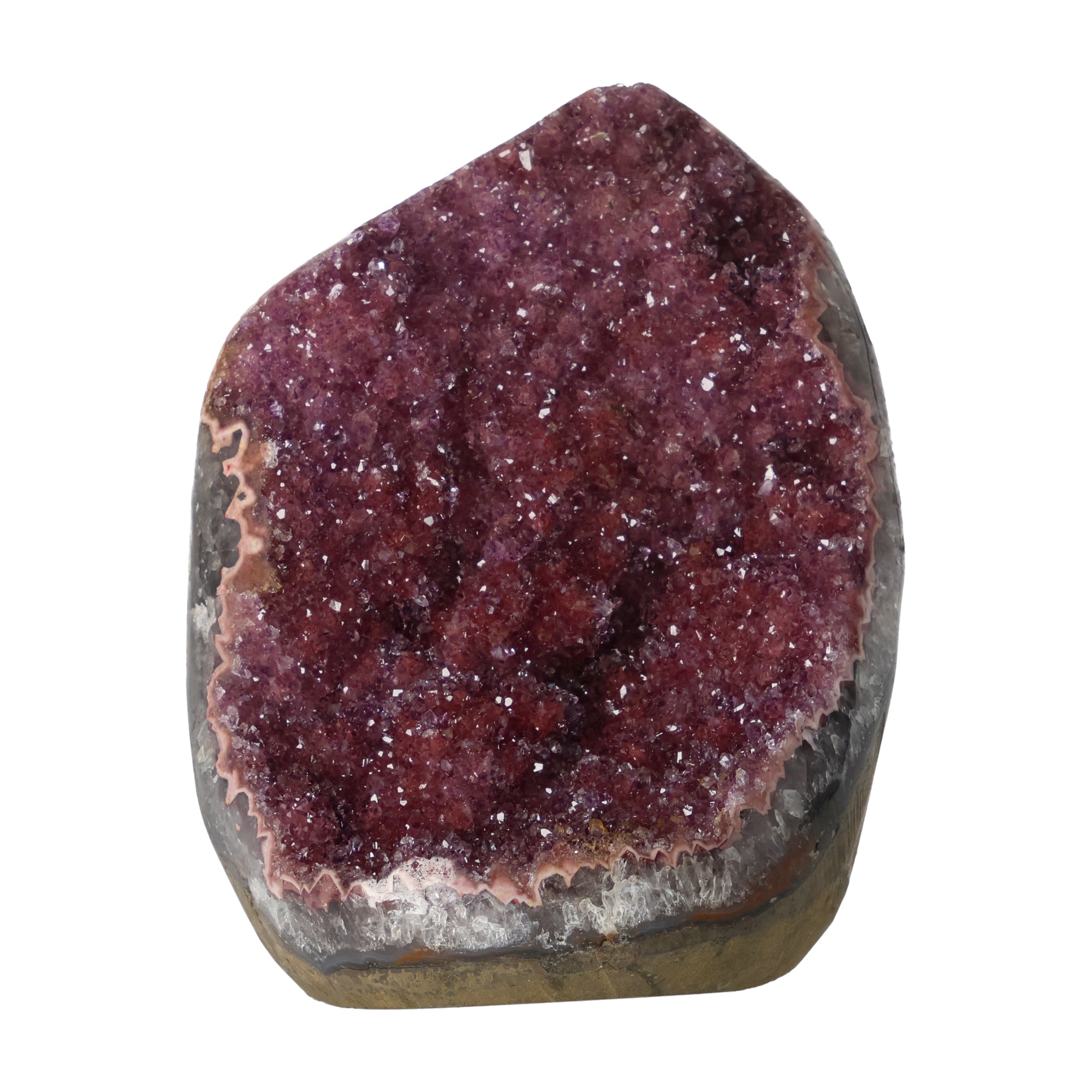 Regenbogen Amethyst aus Uruguay mit violetten Kristallen und natürlicher Farbvariation, hochwertiges Amethyst Unikat