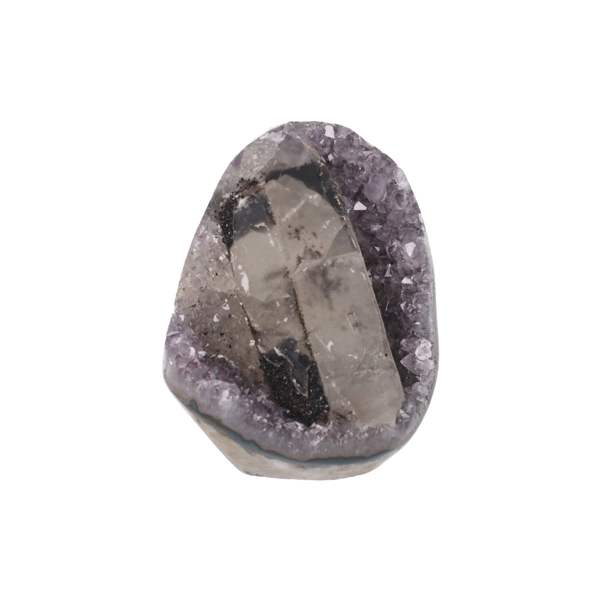 Shadow Spire ✦ Amethyst-Druse mit Calcit & Turmalin aus Uruguay | 934 g (#864)