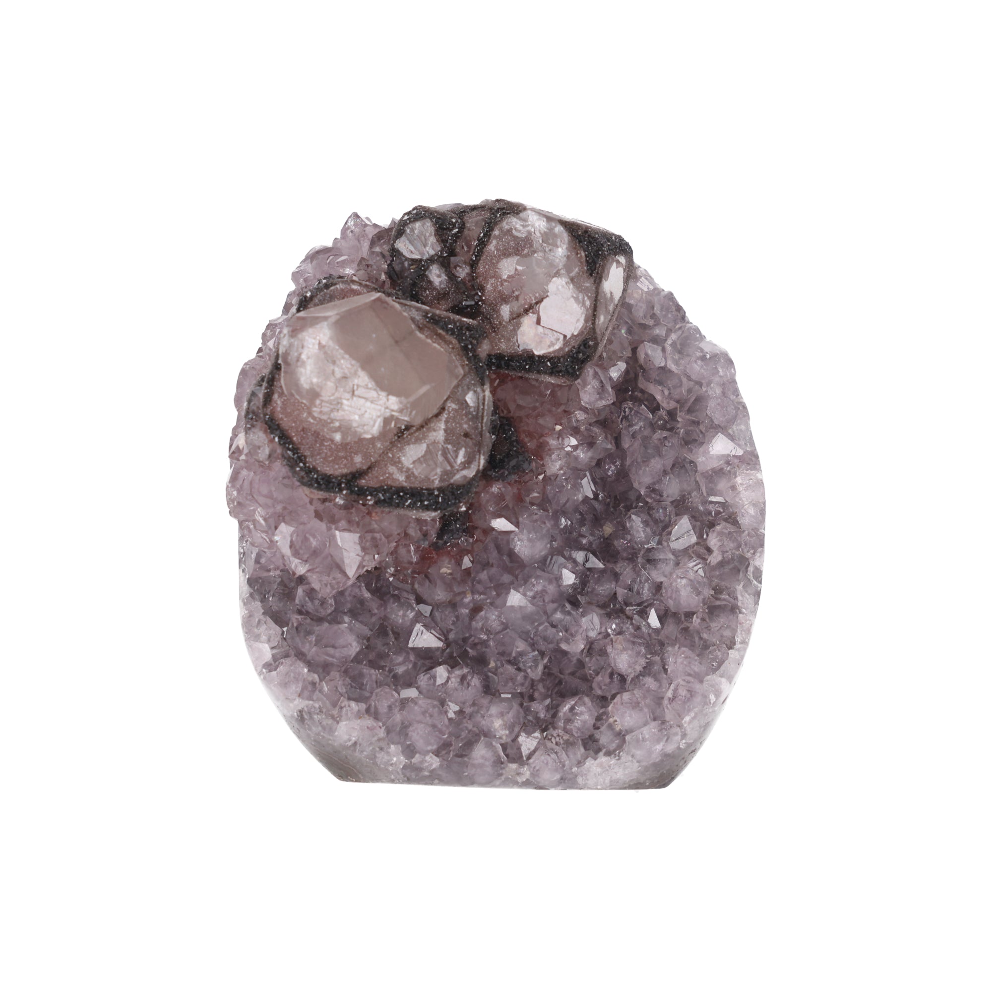 Violet Orbit ✦ Amethyst mit Calcit & Turmalin aus Uruguay | 958 g  (#805)