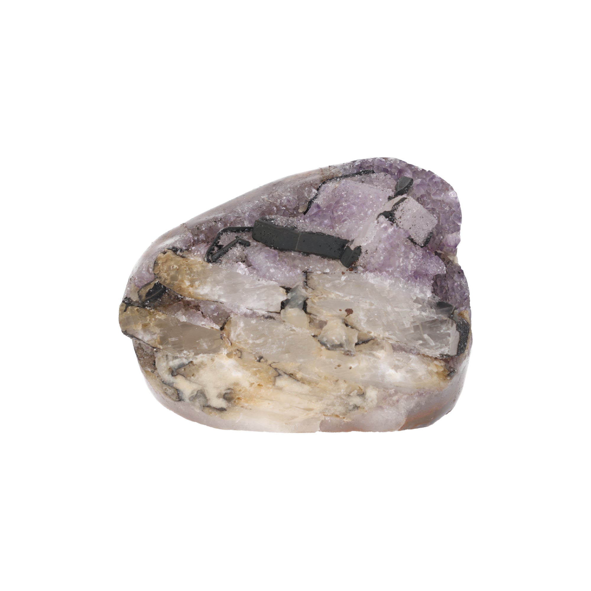 Noir Horizon ✦ Amethyst mit Calcit & Turmalin aus Uruguay | 2.630 g  (#804)