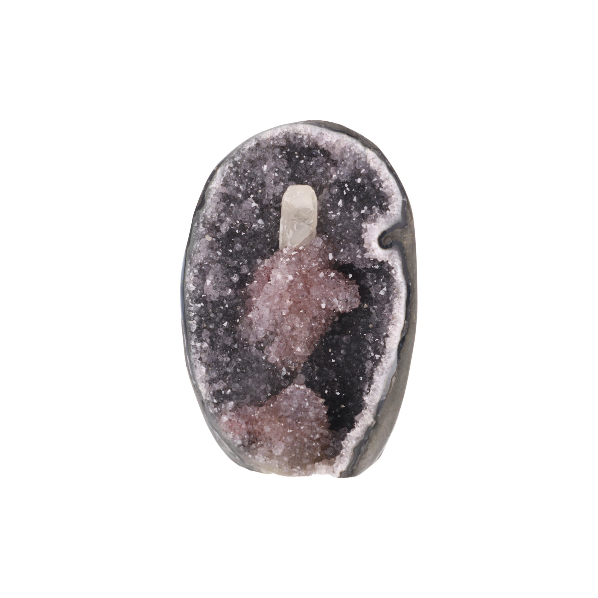 Crystal Crest ✦ Amethyst-Druse mit Calcit & schwarzem Turmalin | 1.274 g  (#870)