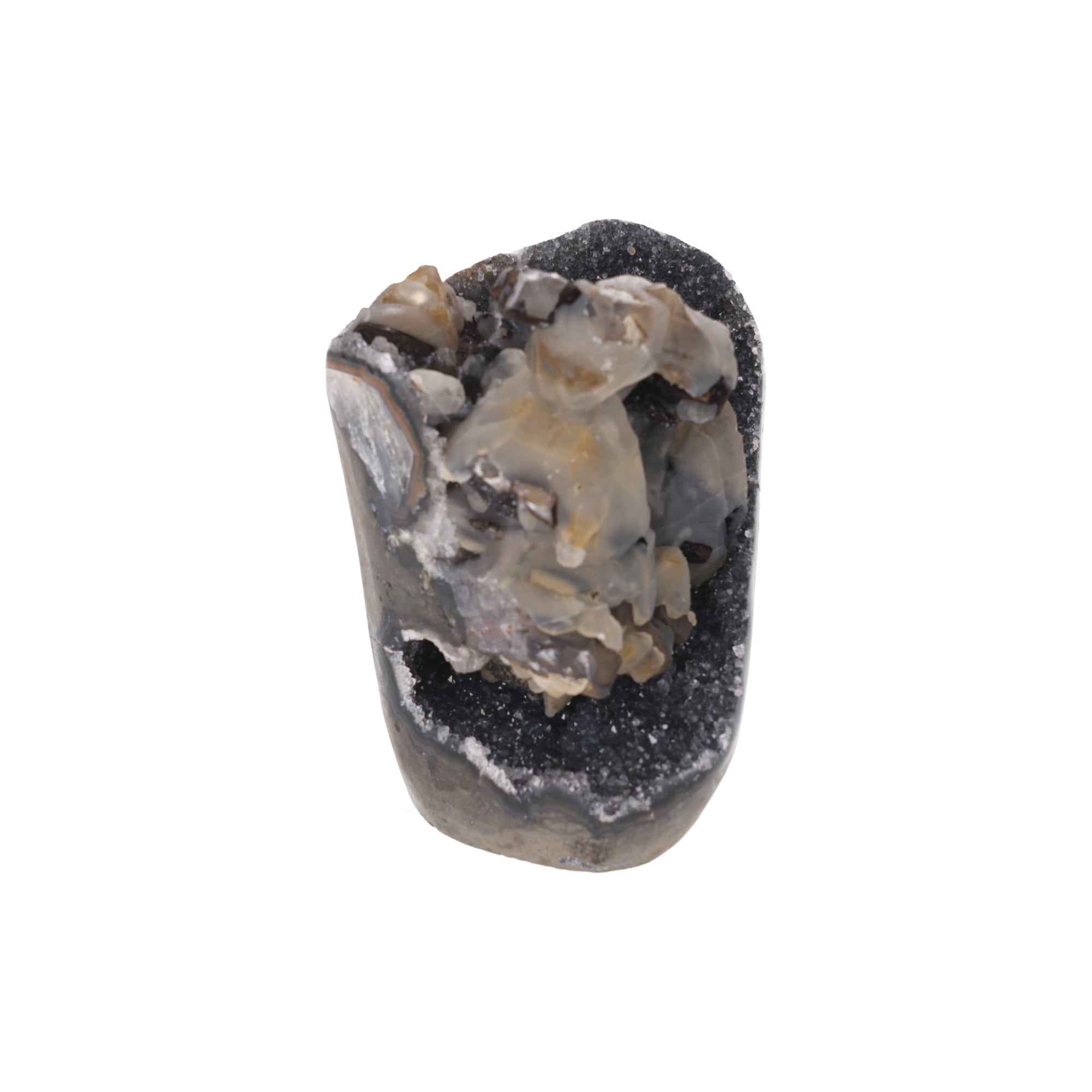 Shadow Bloom ✦ Amethyst mit Calcit & Turmalin aus Uruguay | 1.668 g  (#825)