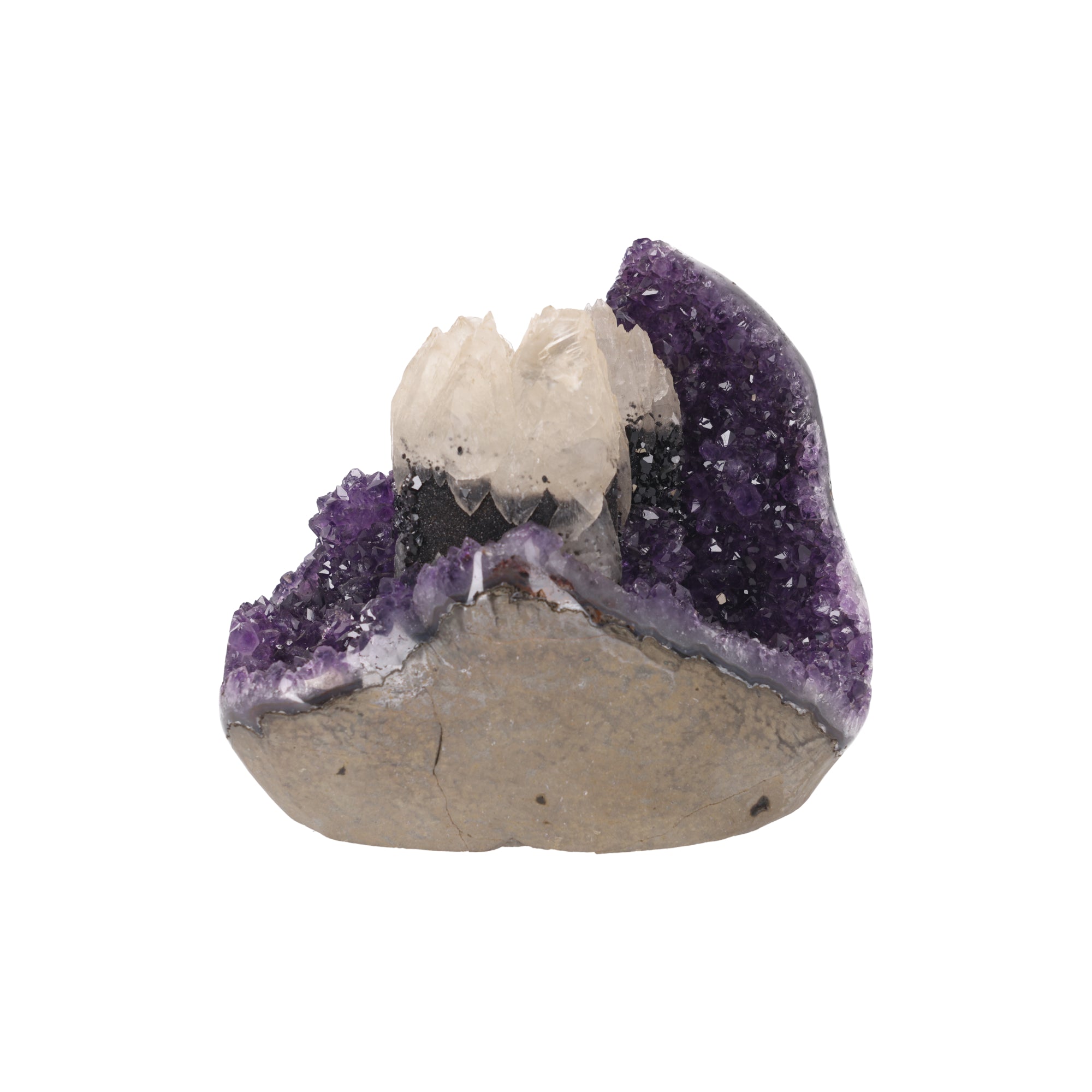 Golden Crest ✦ Amethyst mit Calcit, Turmalin & Drusy aus Uruguay | 3.243 g (#791)