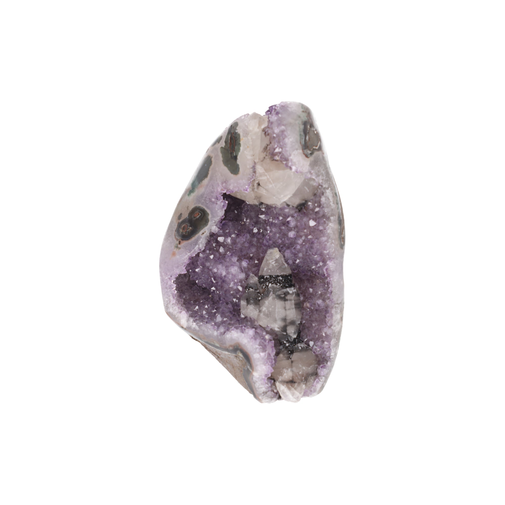 Silver Veil ✦ Amethyst mit Calcit & Turmalin aus Uruguay | 2.343 g (#797)