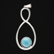 Omega Point | Handgefertigter Larimar Anhänger aus 925 Sterling Silber | Unikat aus der Dominikanischen Republik (#735)