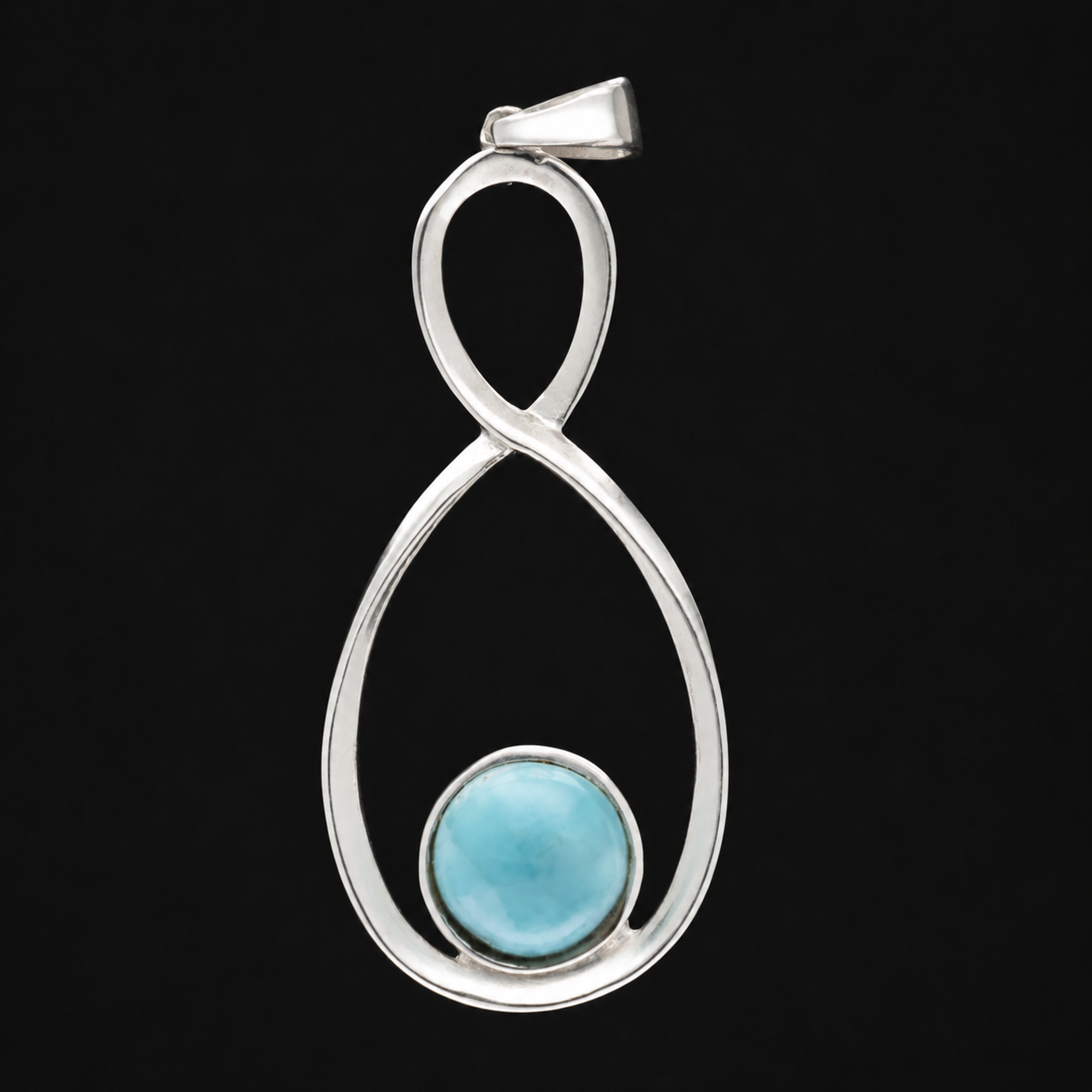 Omega Point | Handgefertigter Larimar Anhänger aus 925 Sterling Silber | Unikat aus der Dominikanischen Republik (#735)
