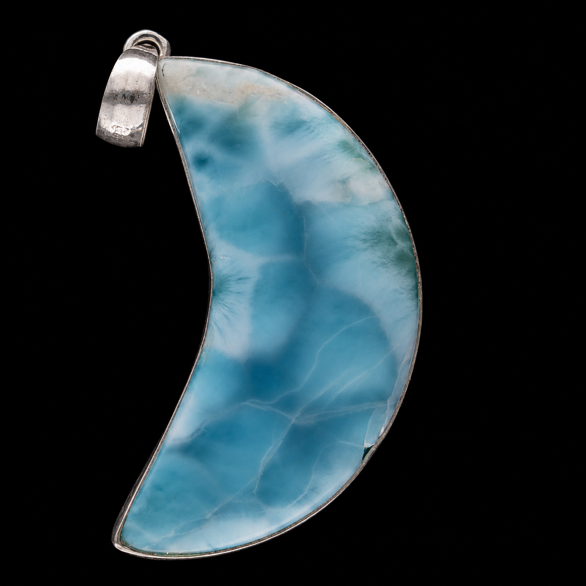 Handgefertigte Larimar Anhänger aus 925 Sterling Silber| Unikat aus der Dominikanischen Republik (#738)