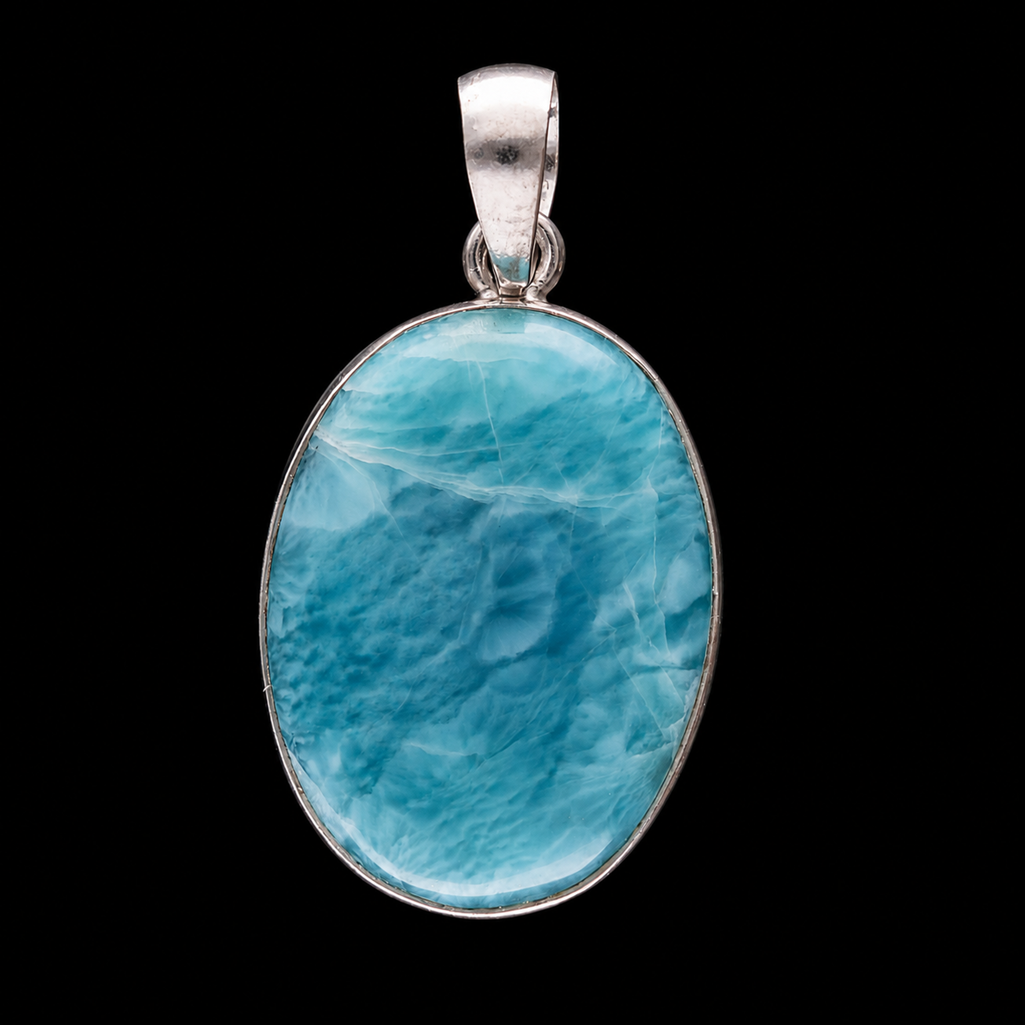 Handgefertigte Larimar Anhänger aus 925 Sterling Silber| Unikat aus der Dominikanischen Republik (#738)