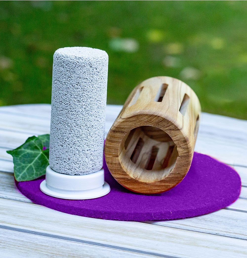Olivenholz Diffusor mit Bimsstein-Verdufter rund