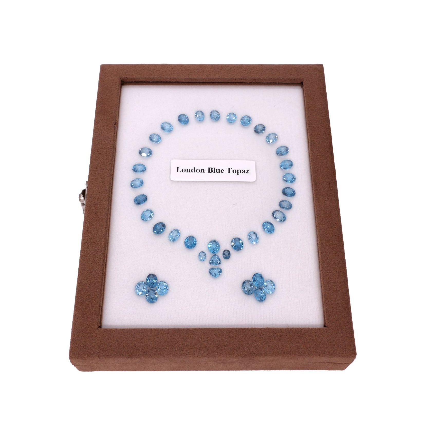 50,75 ct London Blue Topas Set - 39 Edelsteine (Oval & Herz) - Mystisches Blau