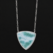 Handgefertigte Larimar Halskette aus 925 Sterling Silber | Unikat aus der Dominikanischen Republik (#736)