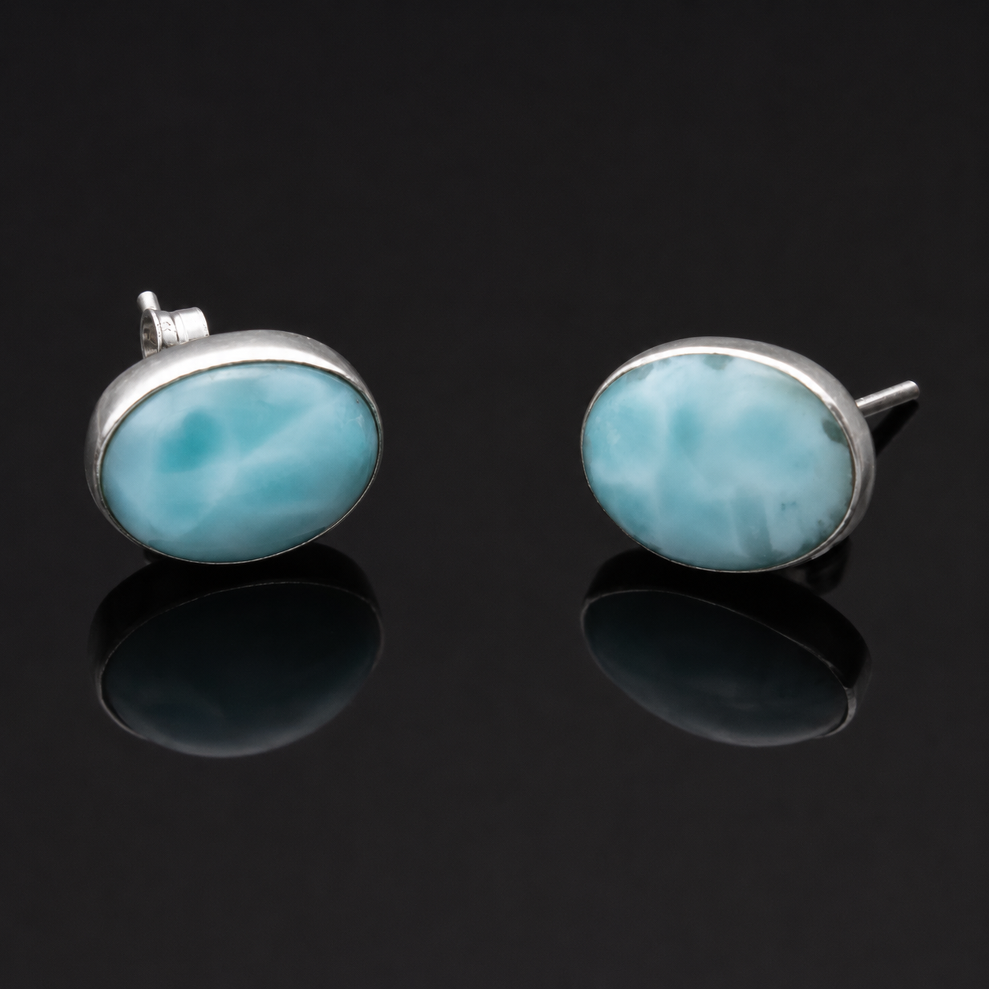 Larimar Ohrstecker aus 925 Sterling Silber | Unikat aus der Dominikanischen Republik (#740)