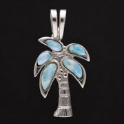 Handgefertigter Larimar Palme Anhänger aus 925 Sterling Silber | Unikat aus der Dominikanischen Republik (#742)