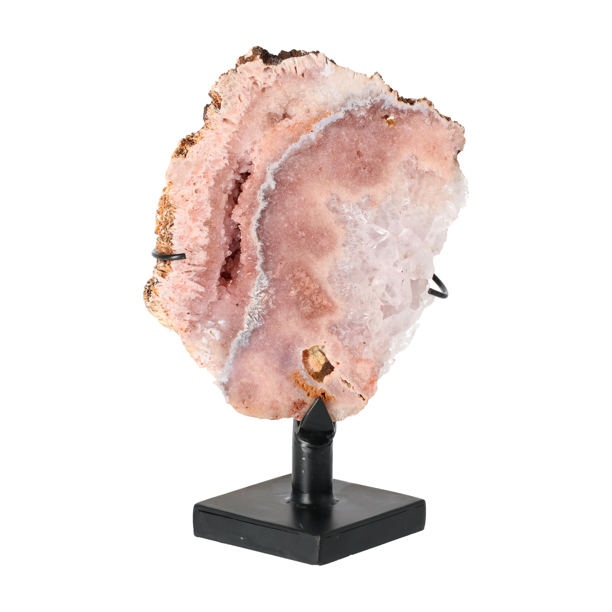 Pink Amethyst Scheibe auf Metallständer