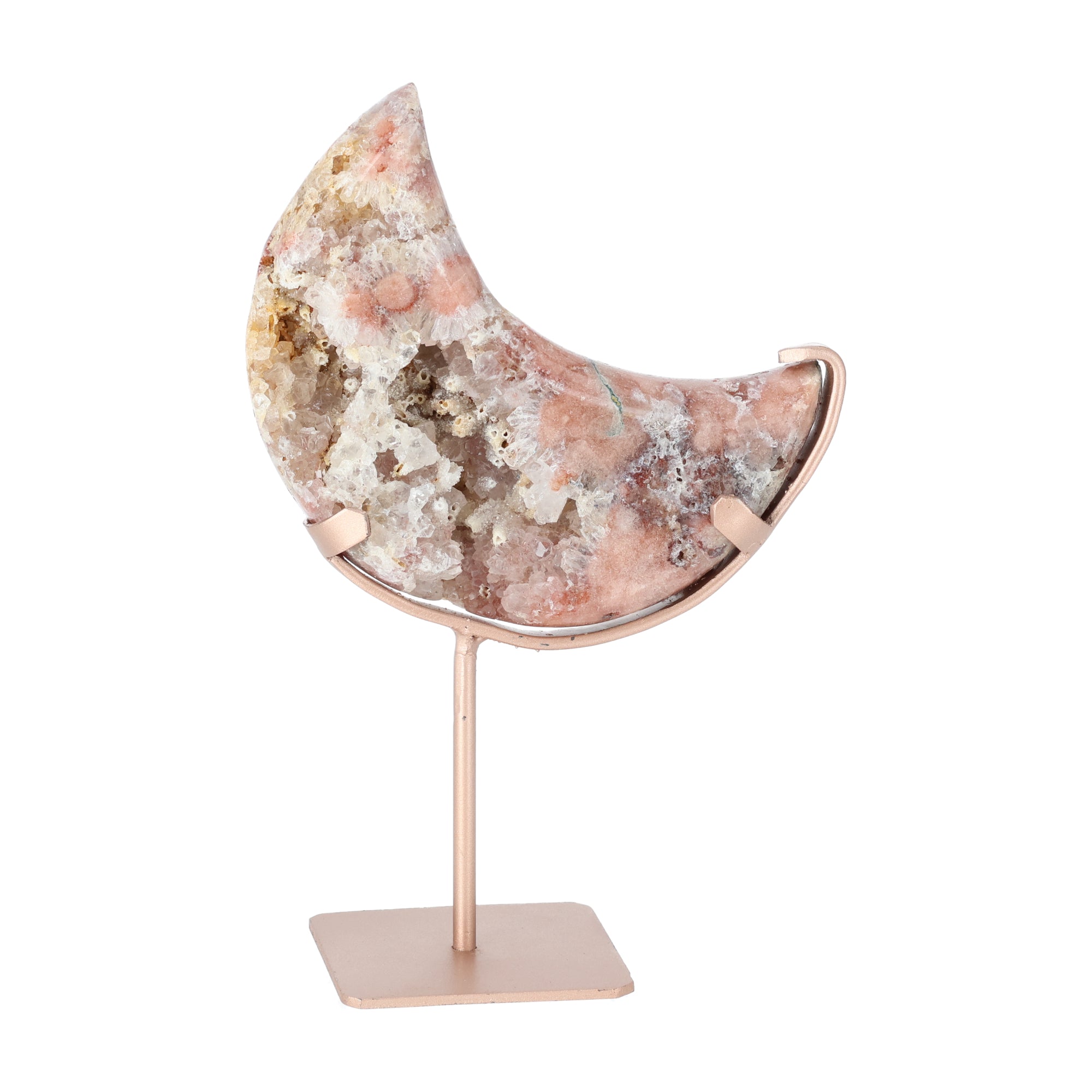 Pink Amethyst Mond mit Roségoldenenem Ständer