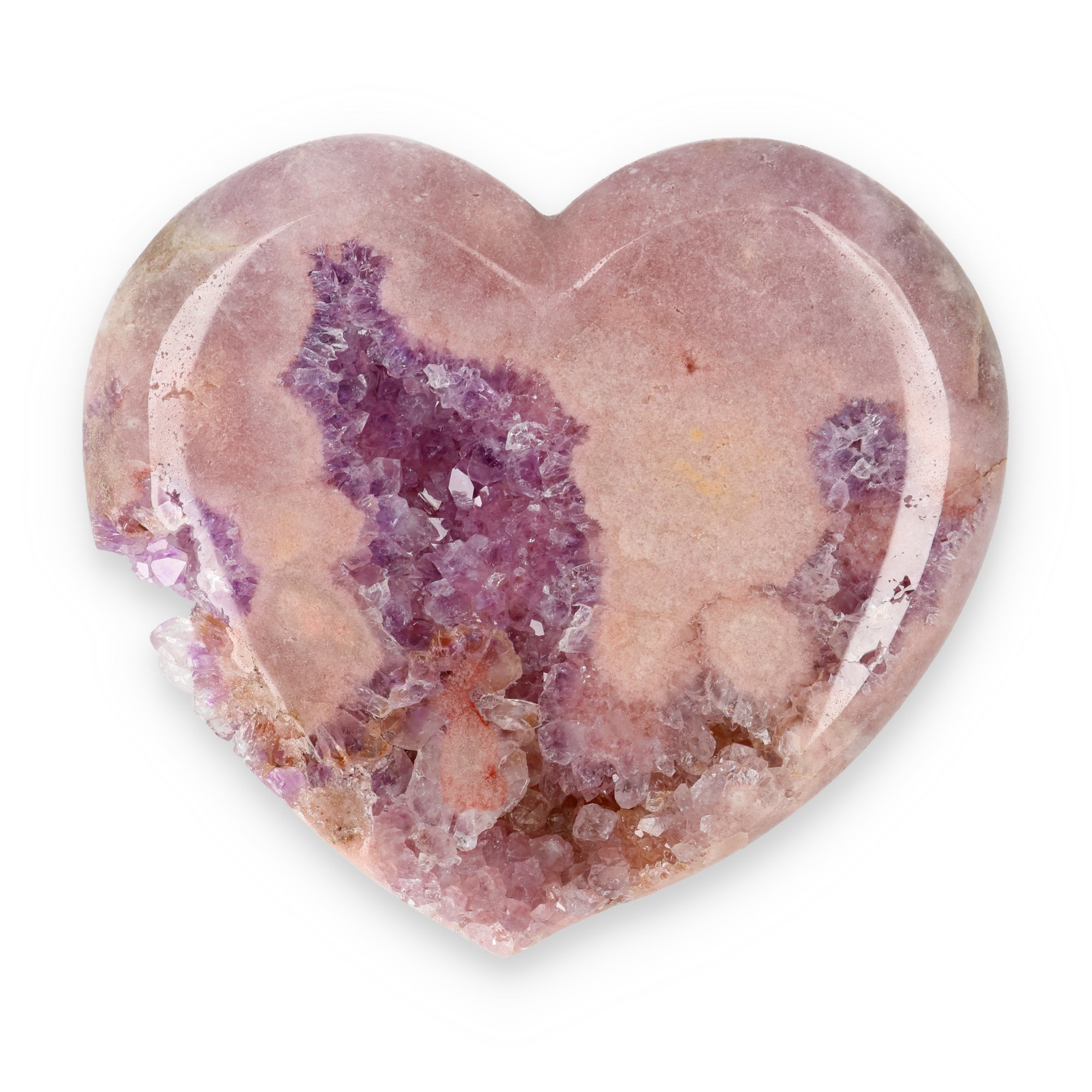 Pink Amethyst Herz Brasilien poliert offene Kristallstrukturen rosa beige