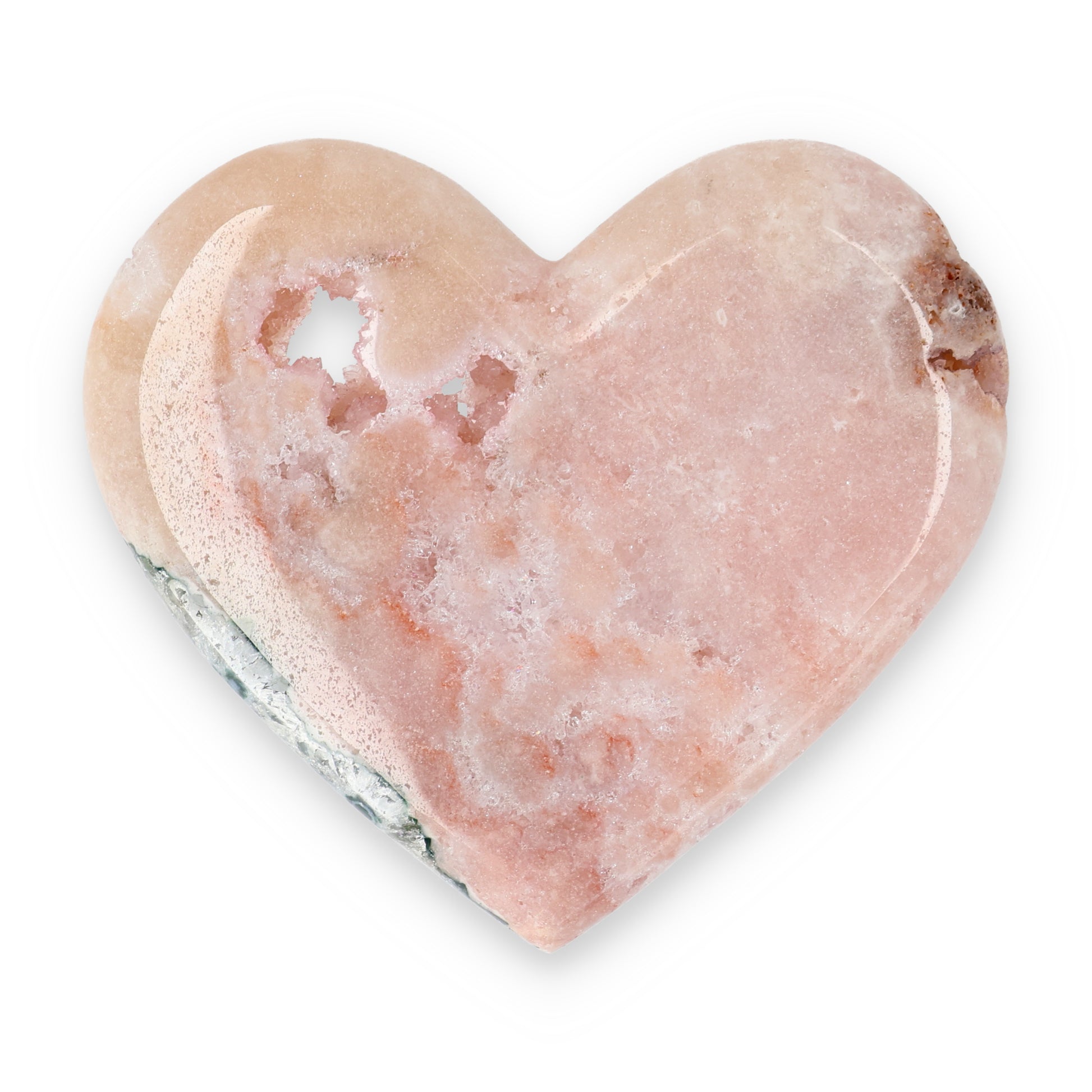 Pink Amethyst Herz Brasilien poliert offene Kristallstrukturen rosa beige