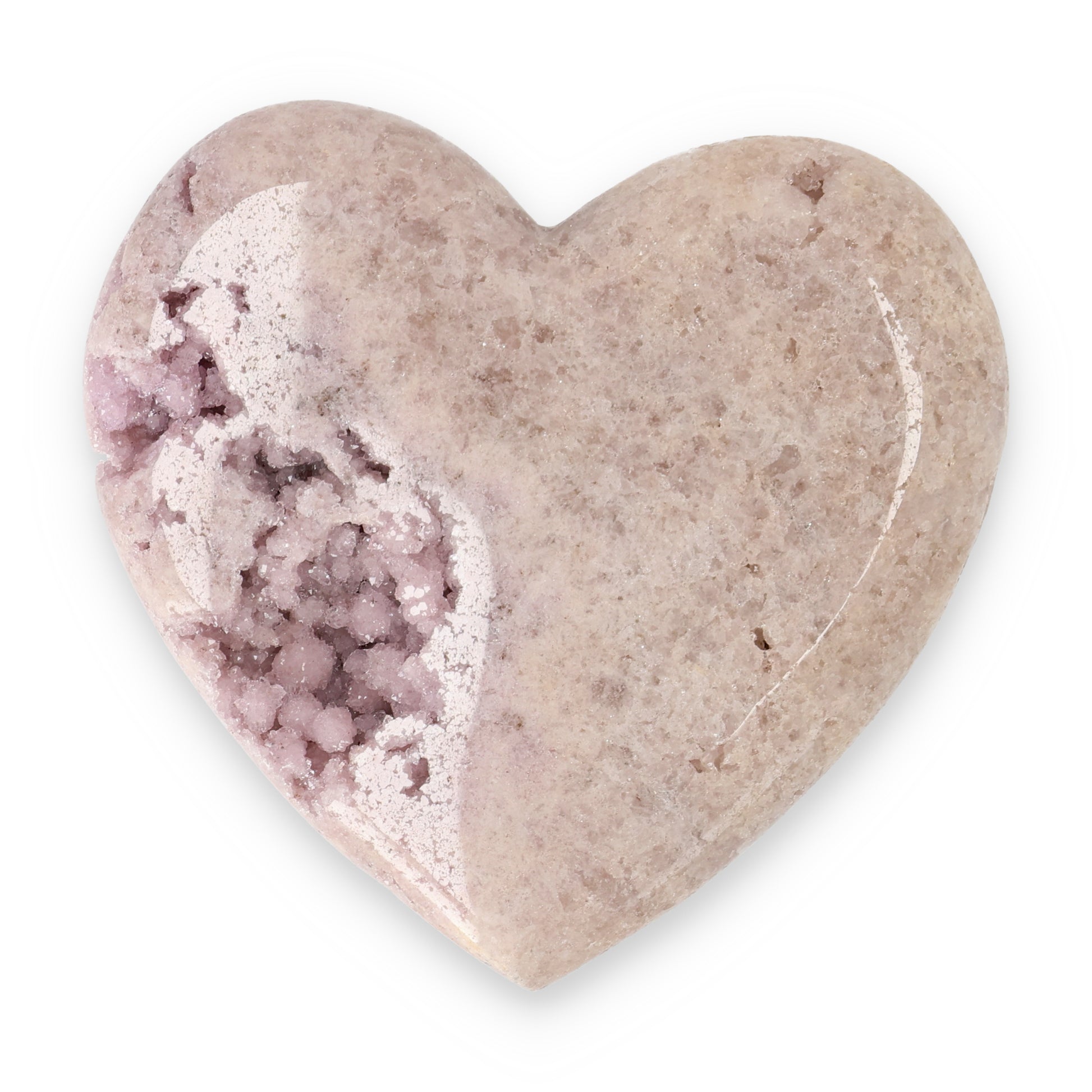 Pink Amethyst Herz Brasilien poliert offene Kristallstrukturen rosa beige